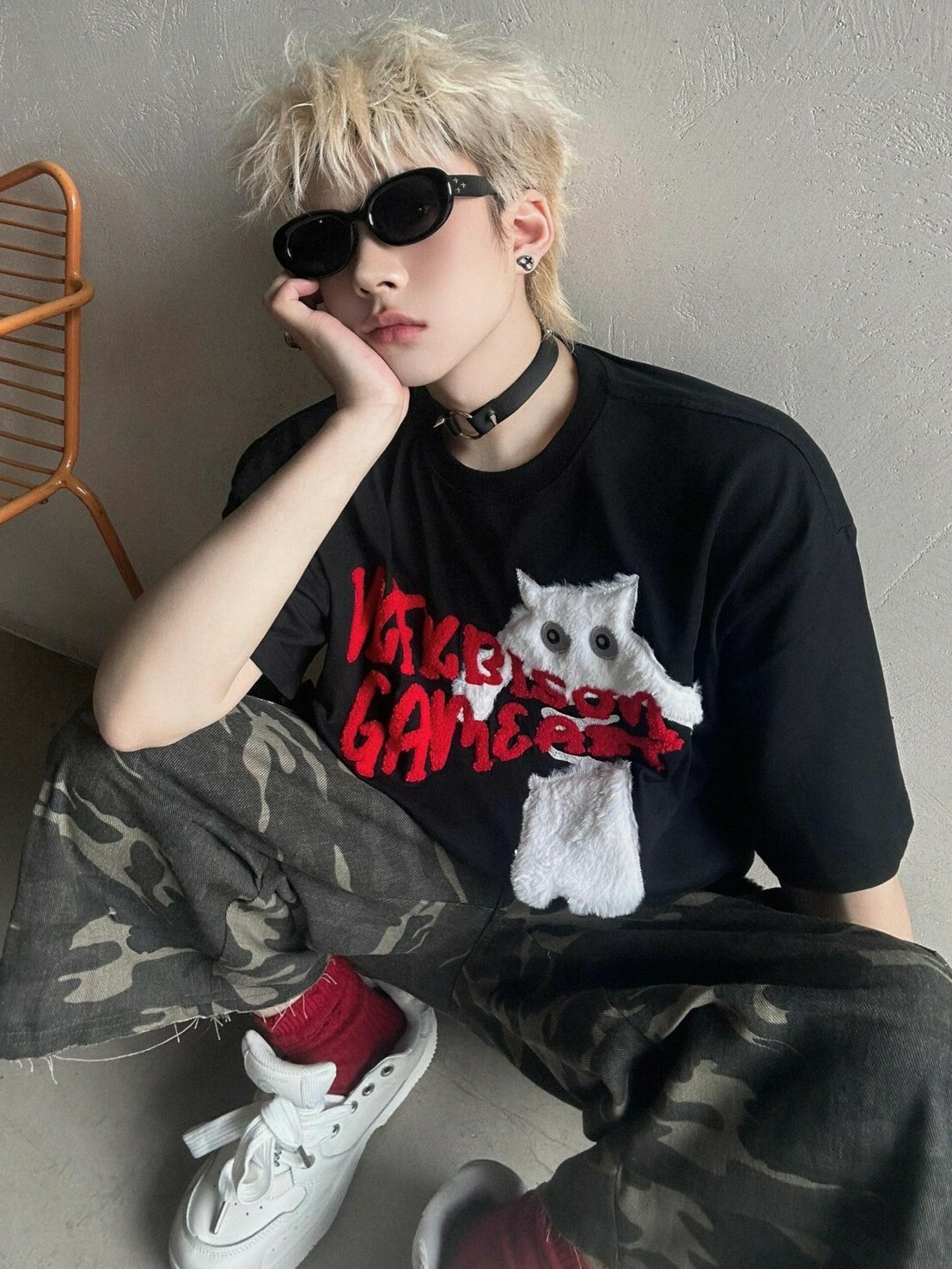 自訂款 貓咪毛巾繡短T IM80897