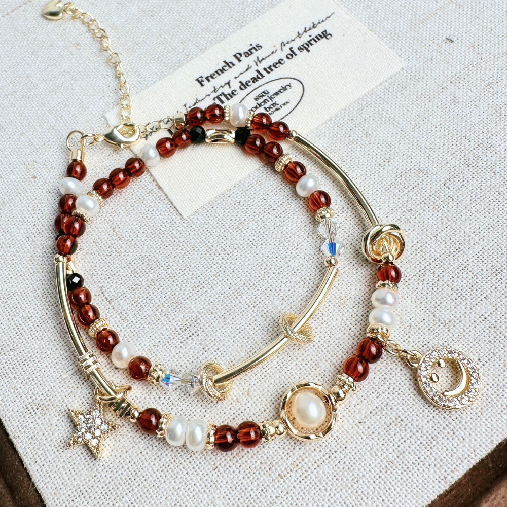 DS The Lovers「瑰曜之心」原創設計天然水晶手鍊 紅石榴石 黑尖晶