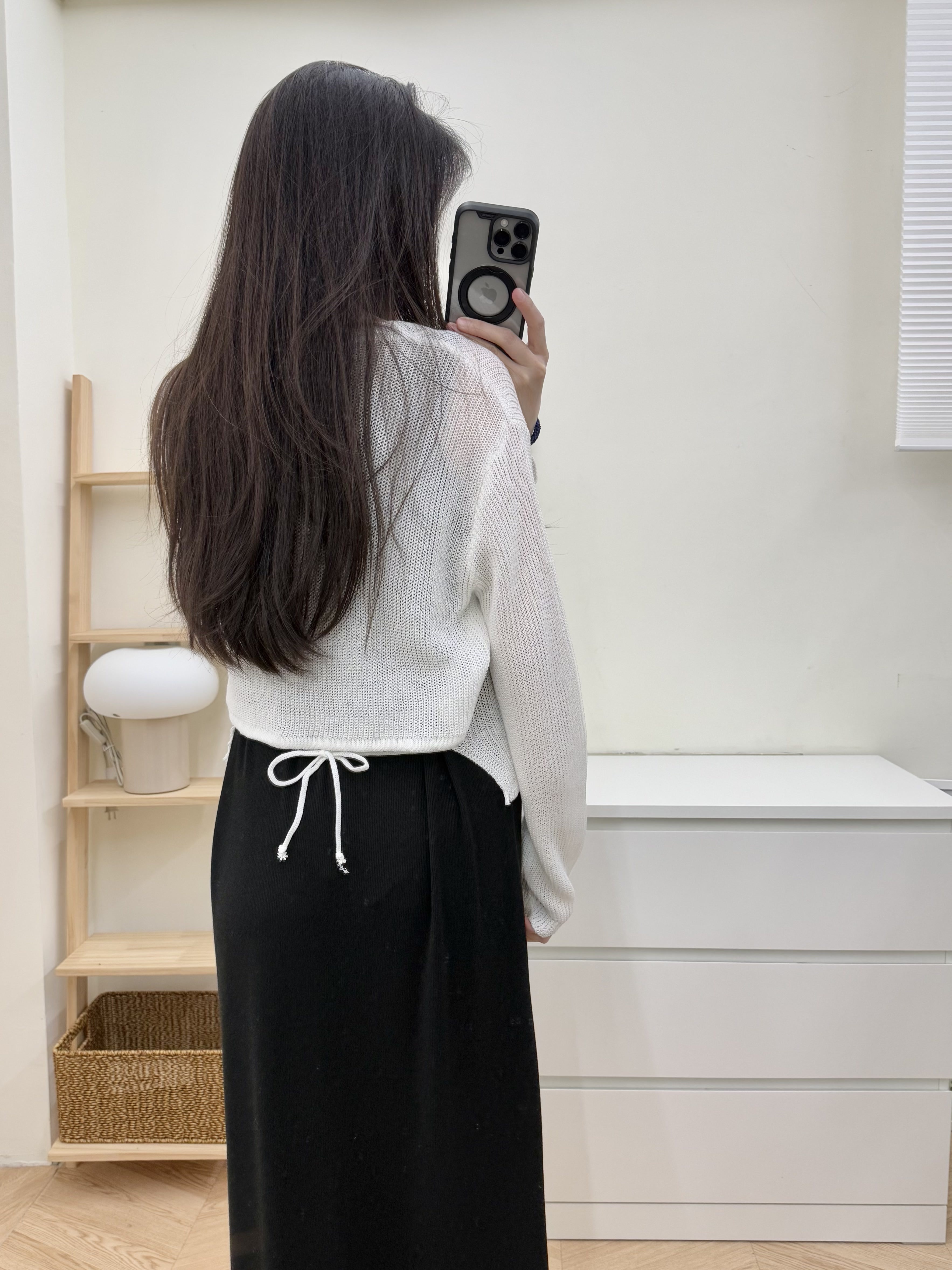 後綁帶針織上衣