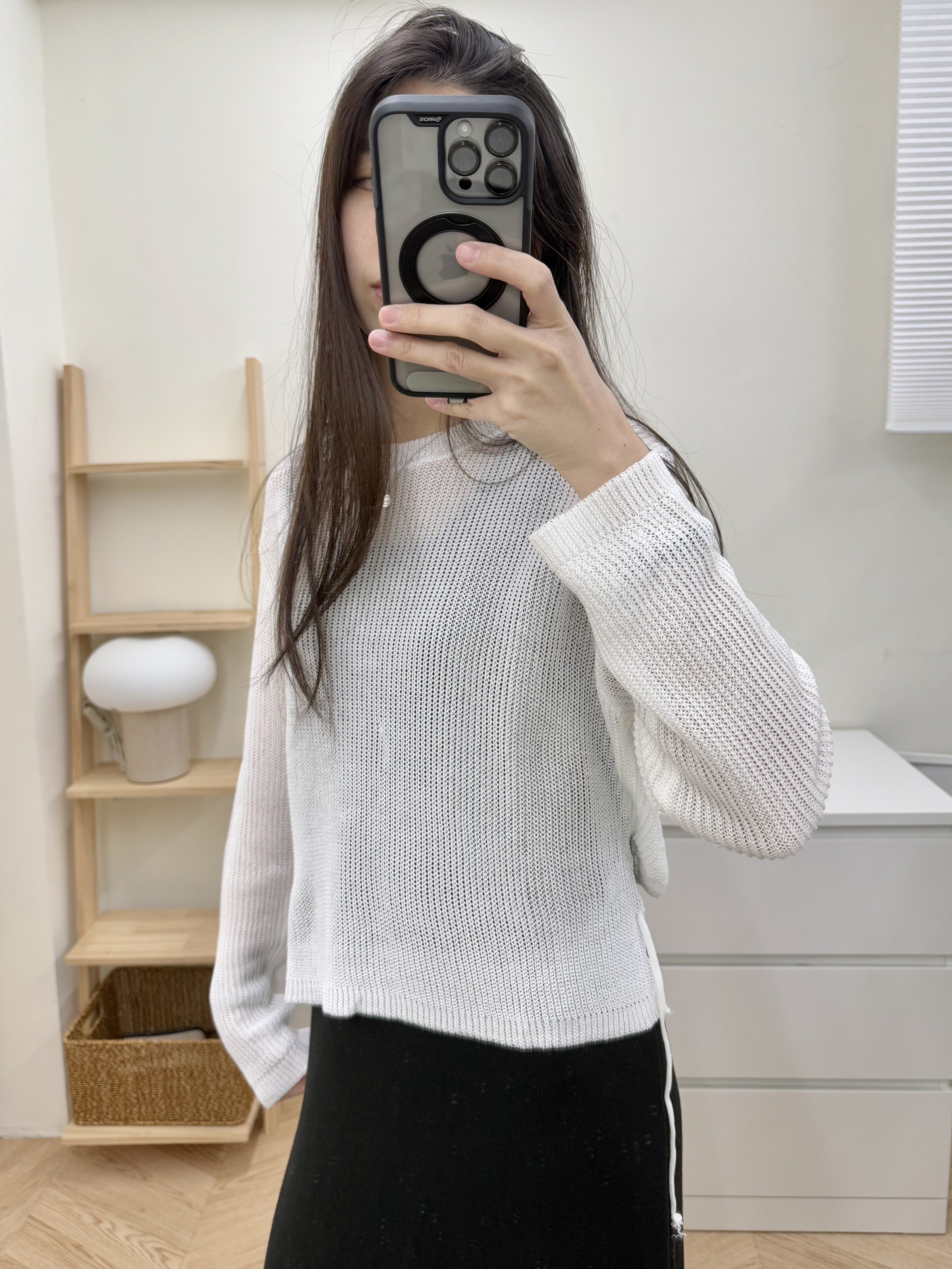 後綁帶針織上衣