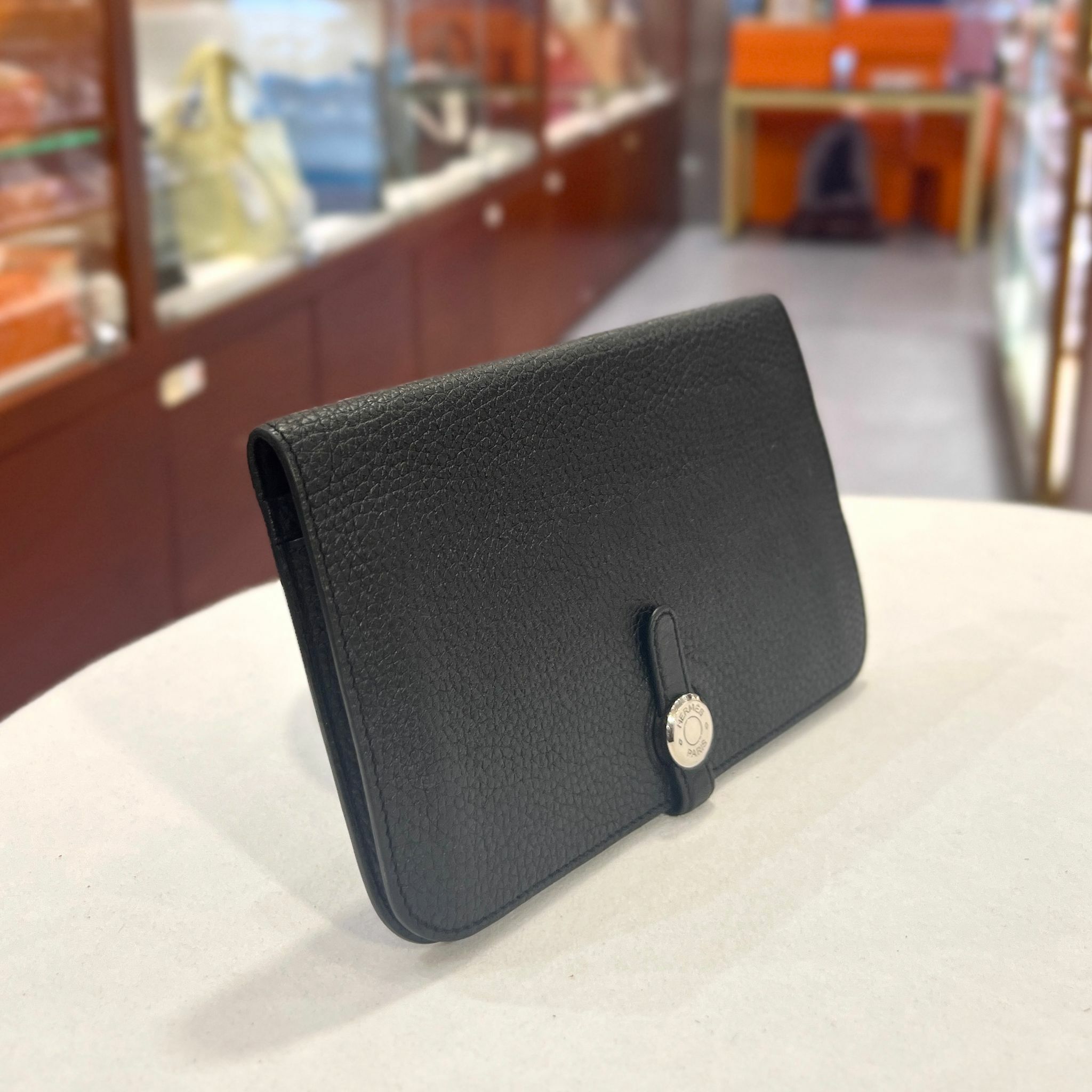 95%NEW二手HERMES長銀包 黑色TOGO皮/銀扣 Dogon Duo Wallet NOIR/PHW #香榭站正品