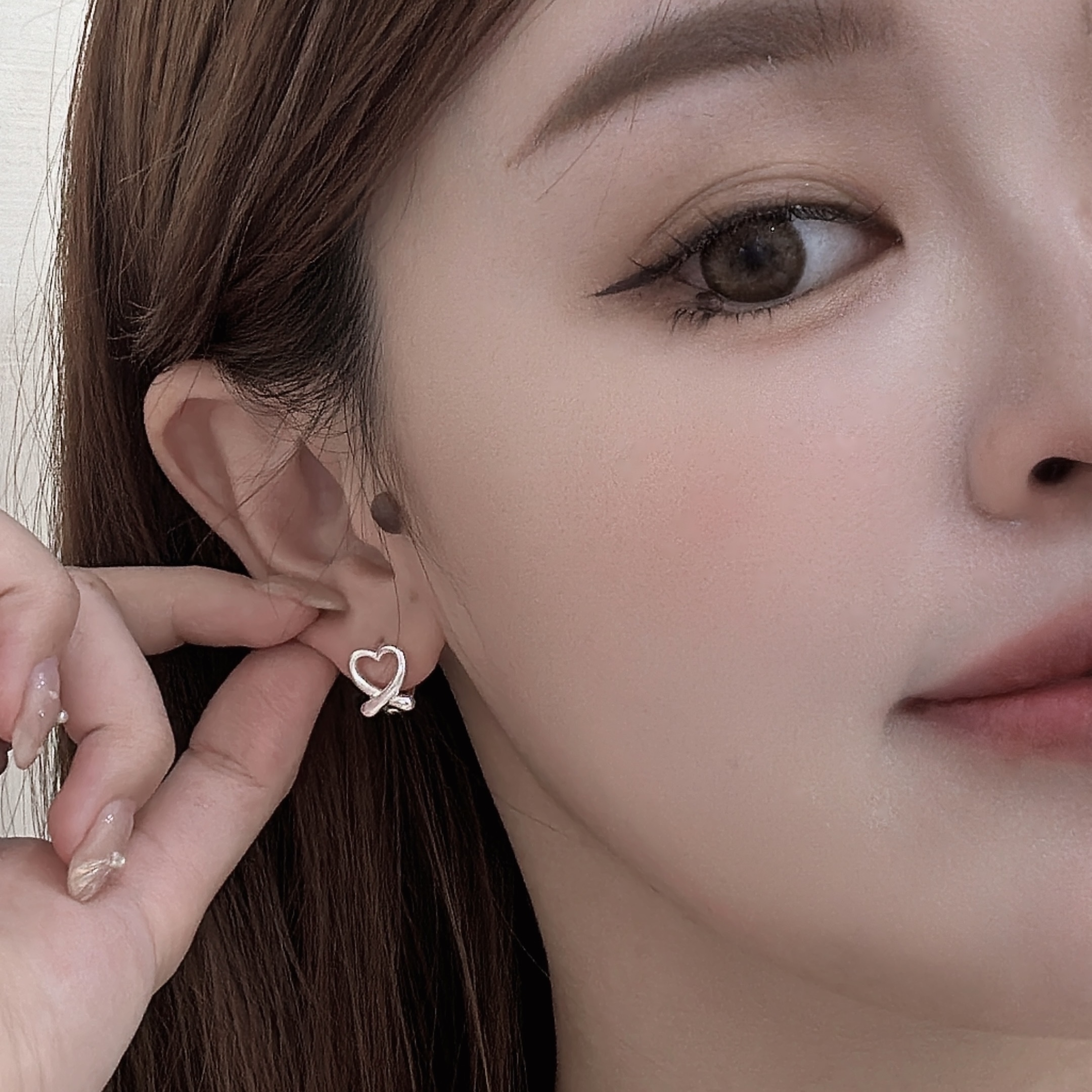 愛心交叉純銀易扣