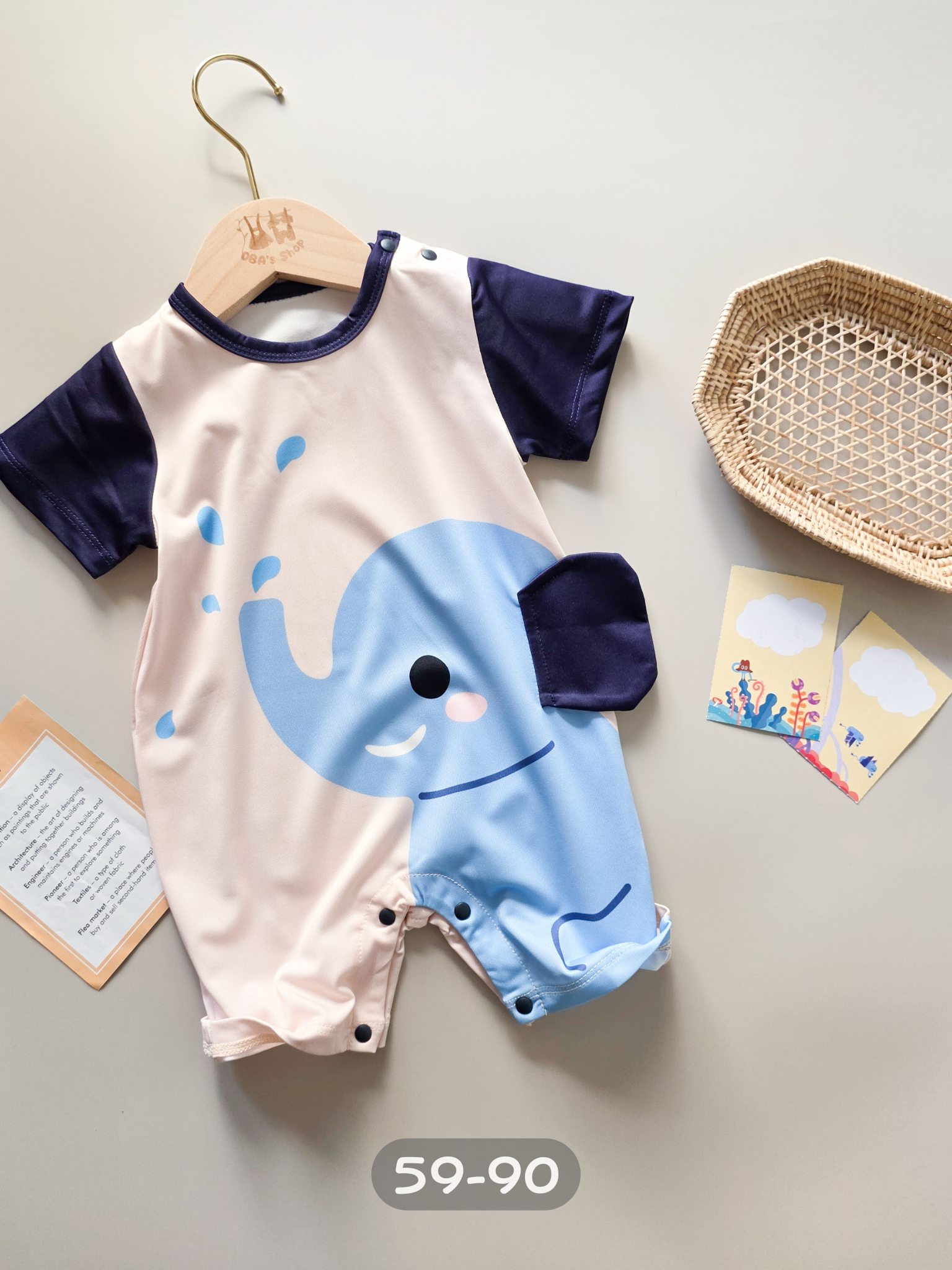 藍色大象 短袖連身衣