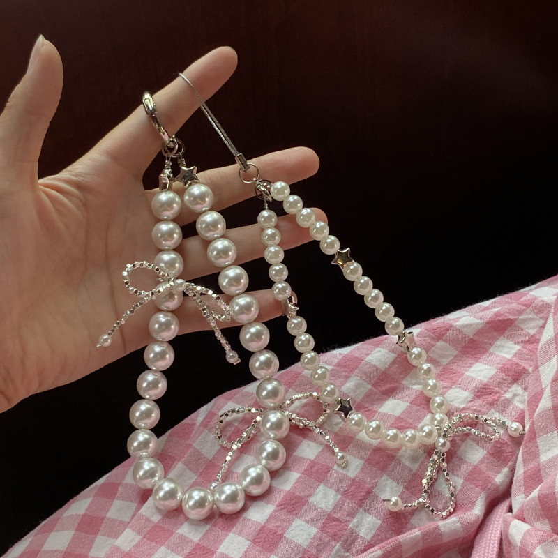 《5804》珍珠蝴蝶結手機掛繩