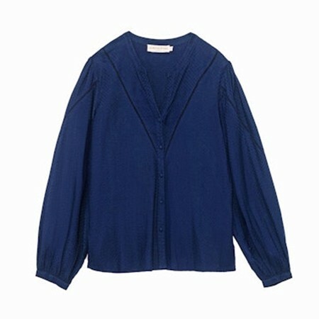 1LP0322-100 LA PETITE ETOILE Blouse Col V Marine #BRINA-B102421V0A (C-EU-E)
