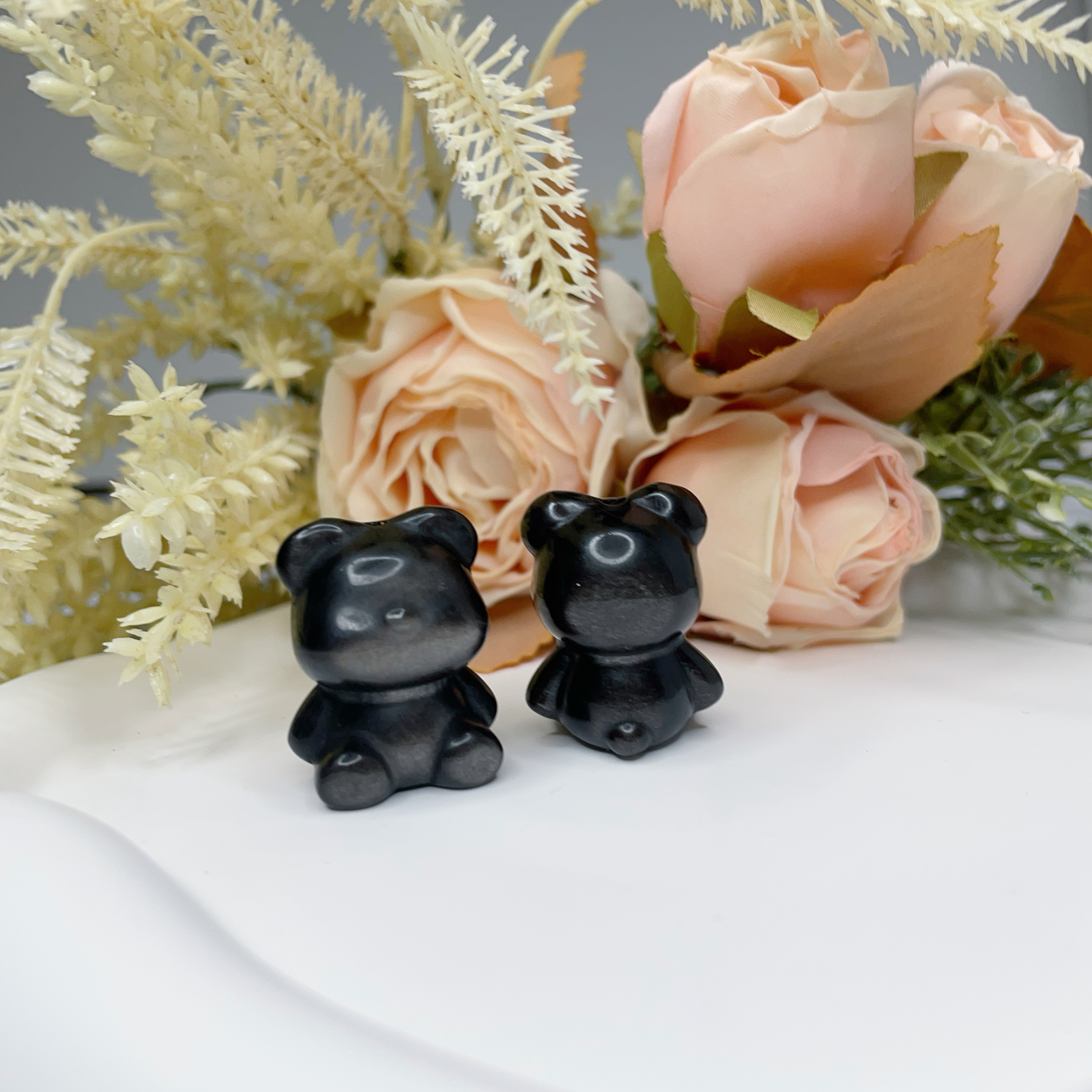 銀曜石穿孔配件｜熊熊＆項鏈