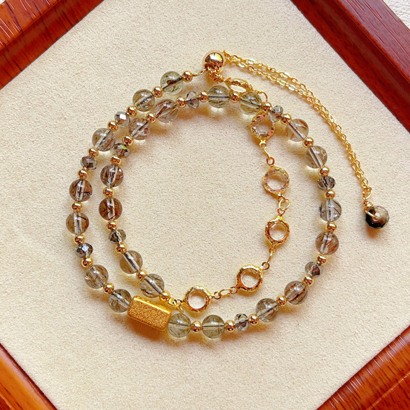 【星軌】超級招財黑金超七雙圈水晶手鍊