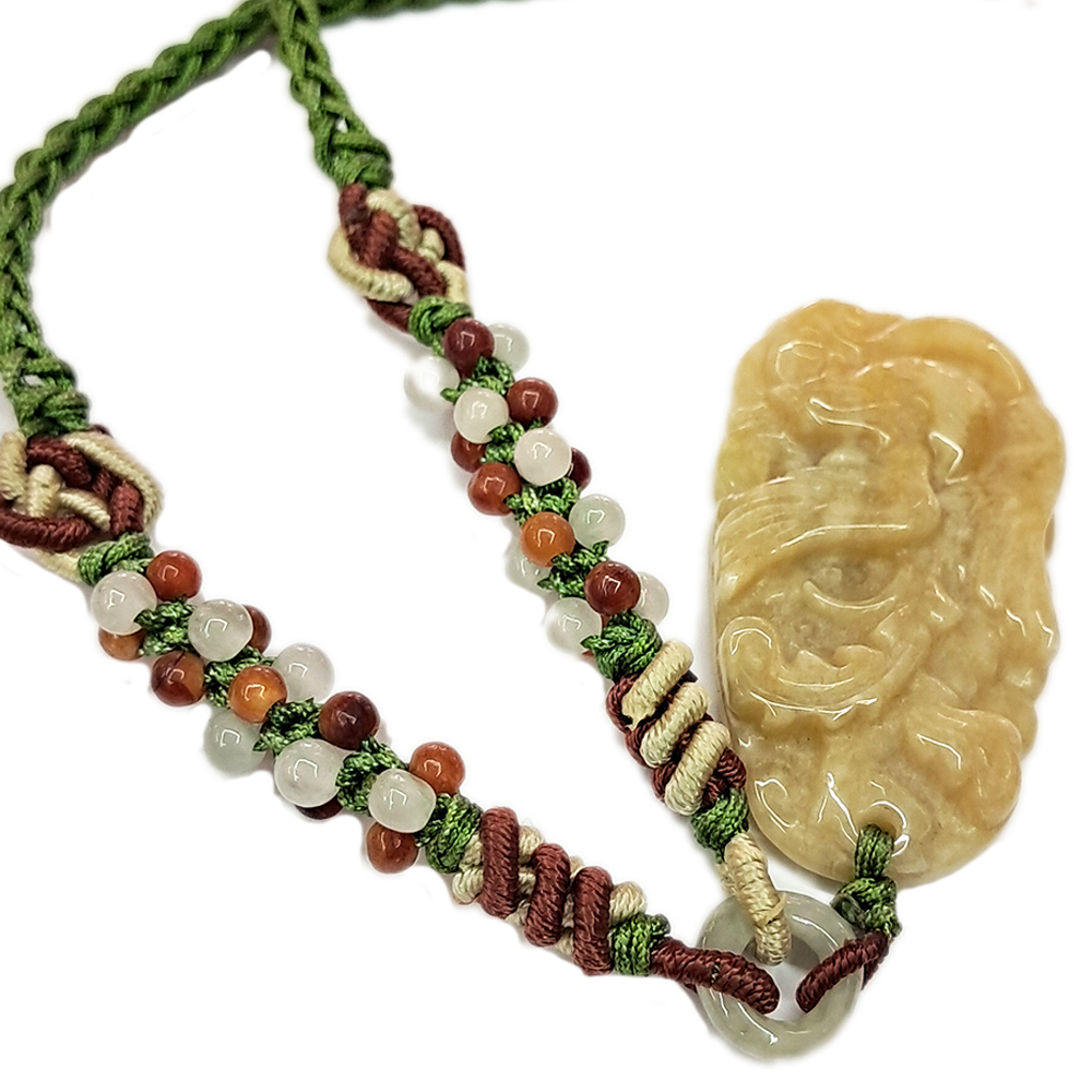 鳳凰蜜糖黃玉中國結項鍊【十方】123532