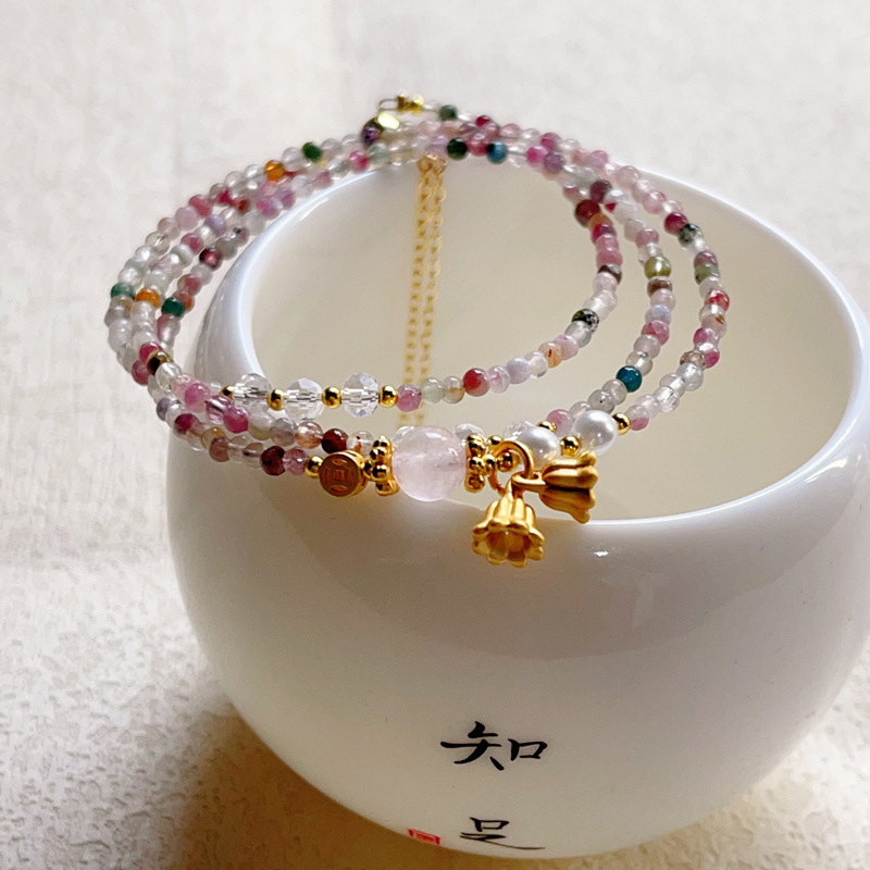 【星軌】天然彩虹碧璽三圈水晶手鍊/項鍊/鎖骨鍊