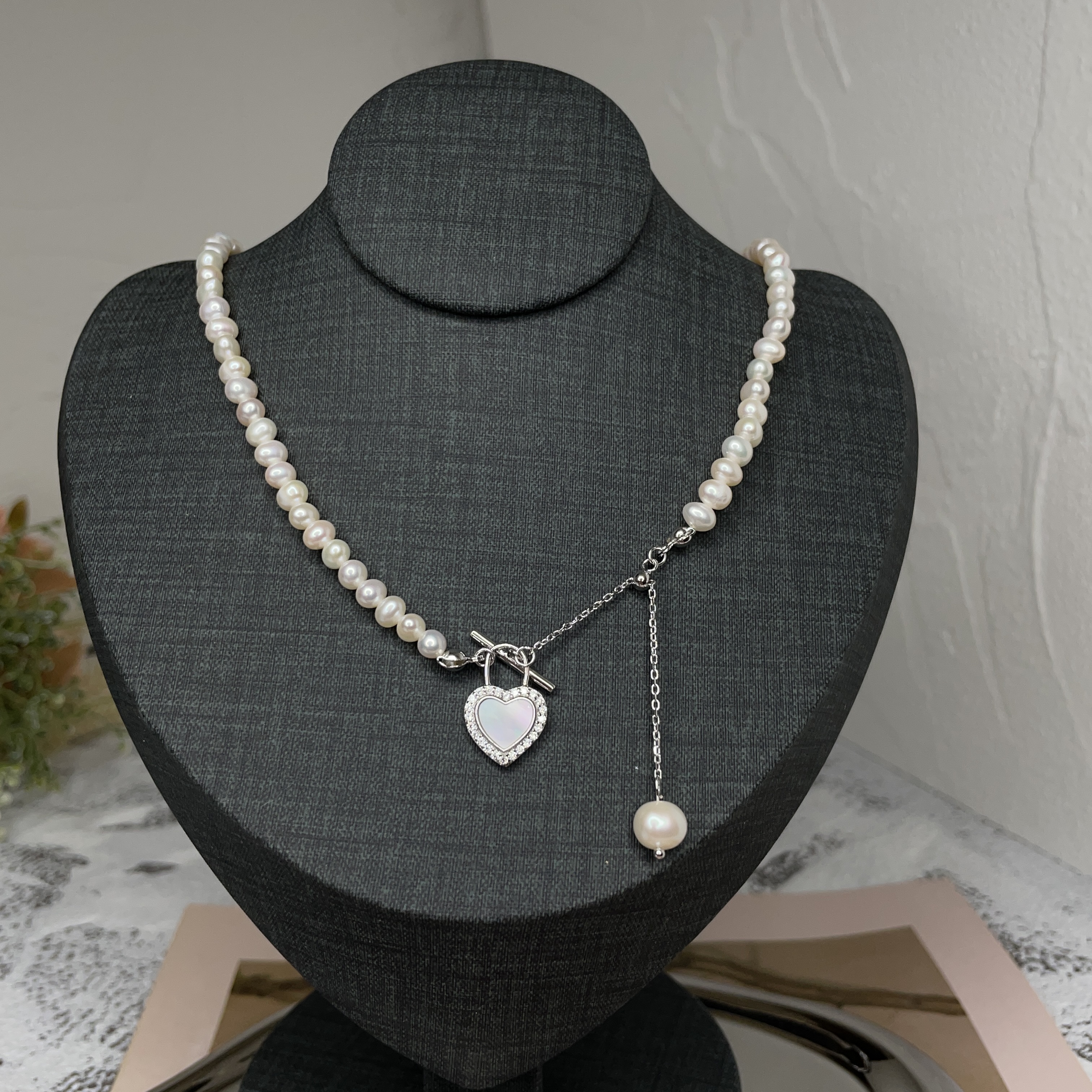 心月流光 · 母貝愛心珍珠鏈