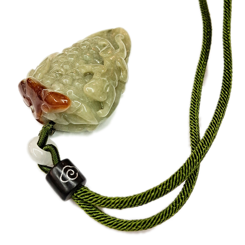 貔貅 豐收{湖綠帶紅翡}玉佩中國結項鍊【十方】136931
