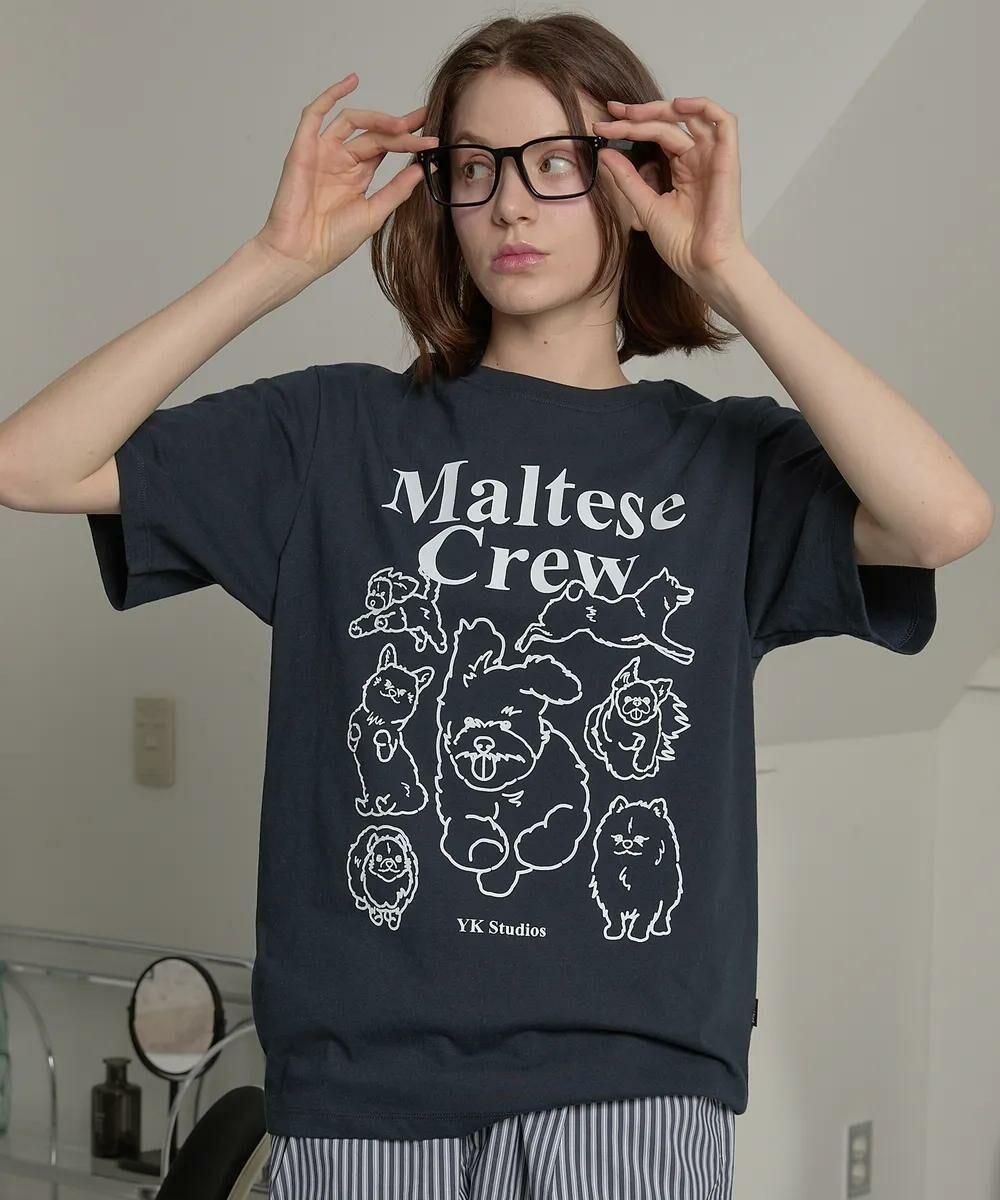 ★WAIKEI★ Maltese Crew Line Graphic Short Sleeve T-Shirt Bl Maltese crew line graphic half sleeve T-shirt - WaiKei | 60