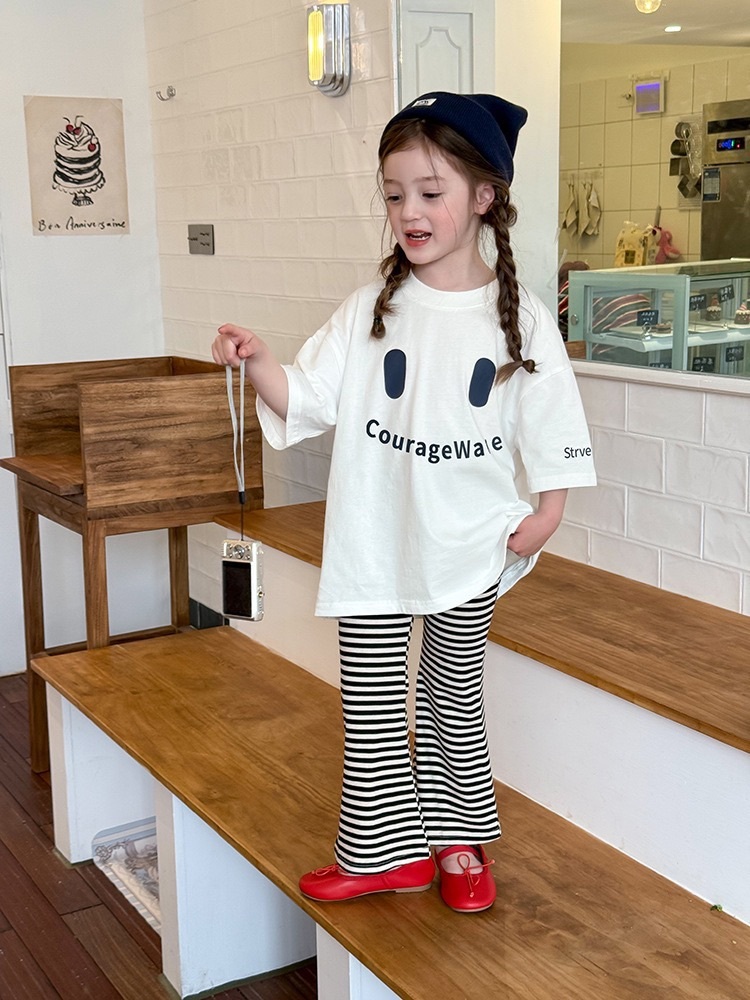 日常需要條紋喇叭褲