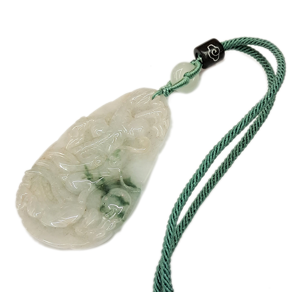 龍騰吐珠{緬甸玉}飄花湖青&中國結項鍊【十方】135513