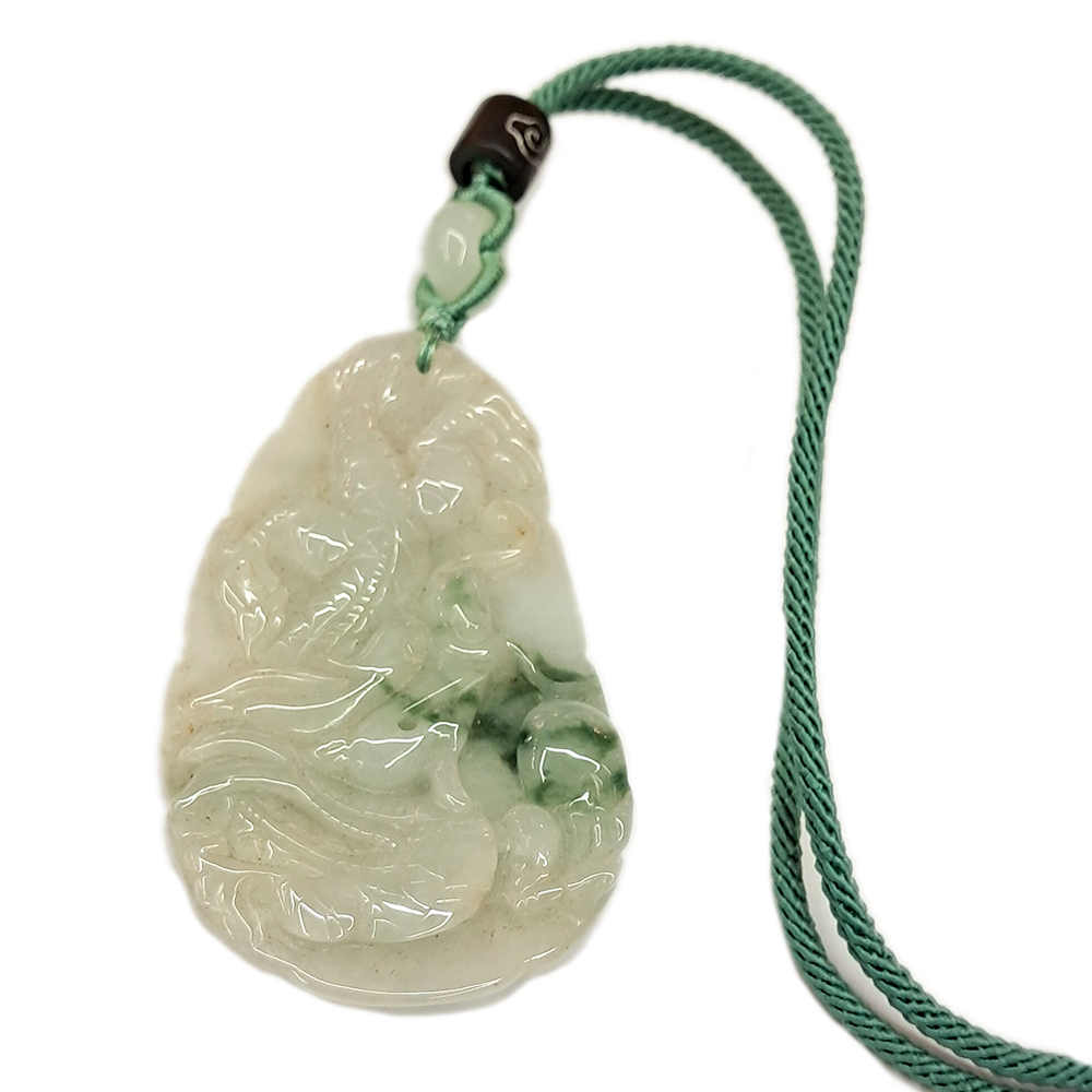 龍騰吐珠{緬甸玉}飄花湖青&中國結項鍊【十方】135513