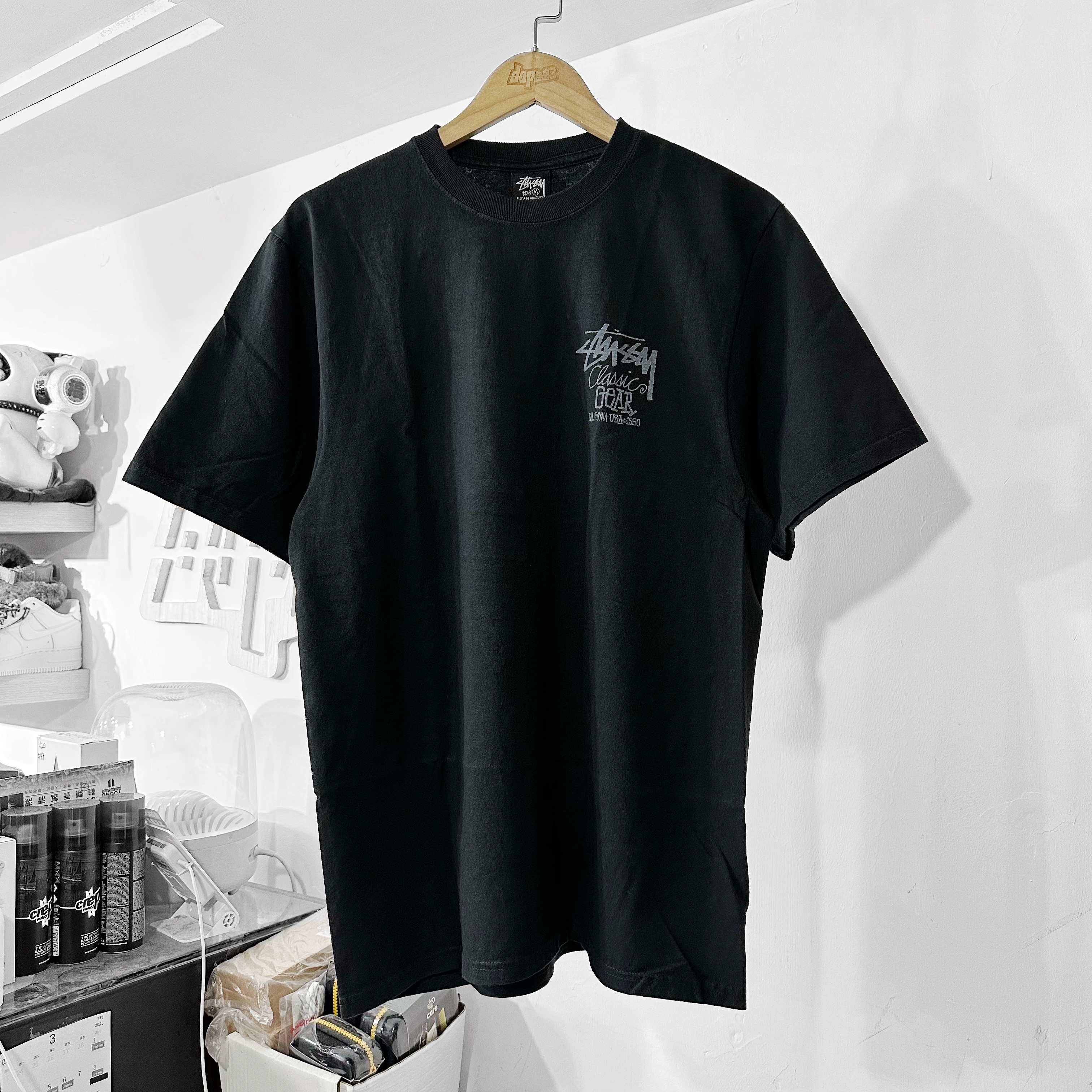 STUSSY CLASSIC GEAR TEE PIGMENT DYED BLACK