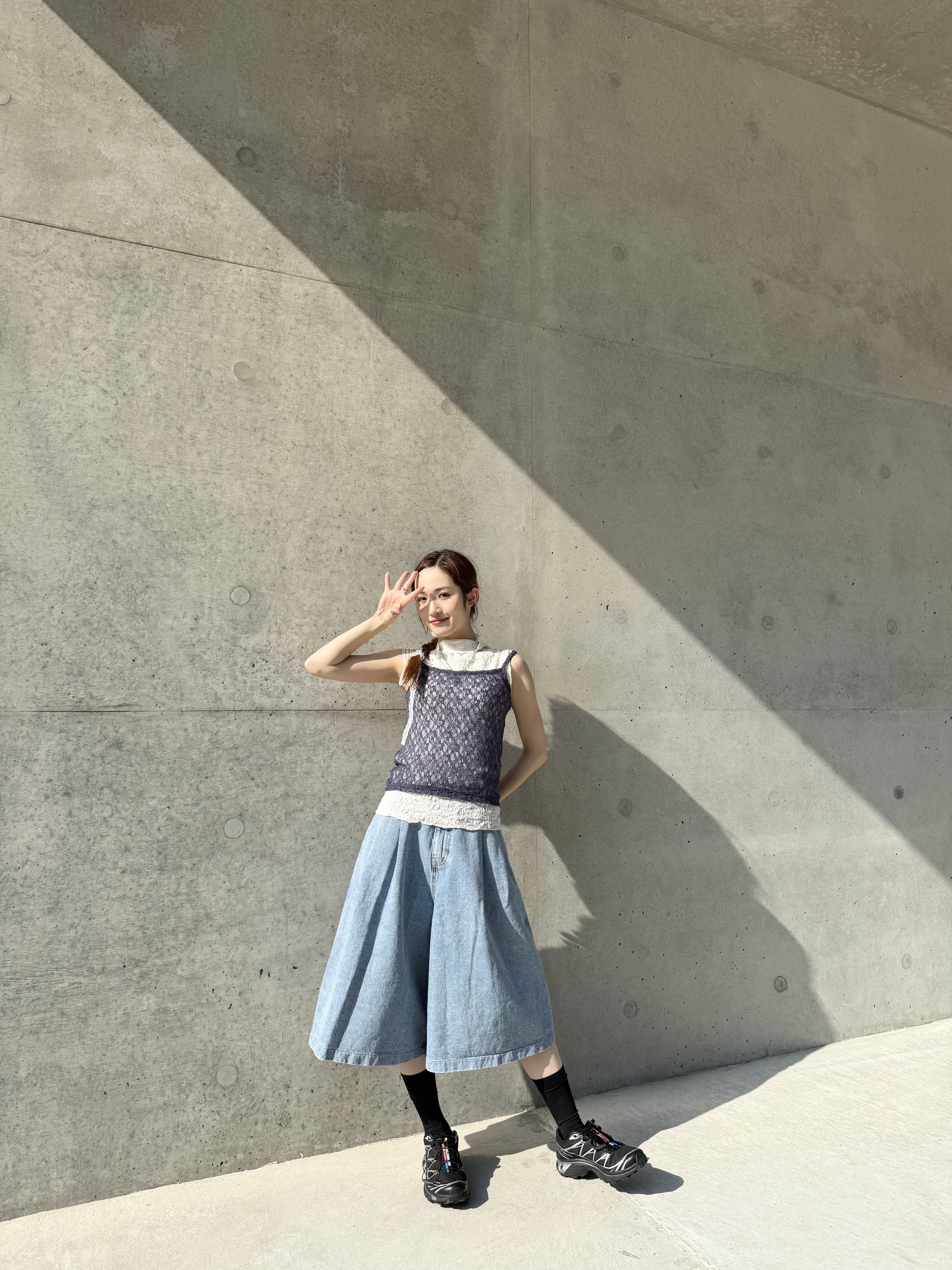 淺牛7分大傘中褲