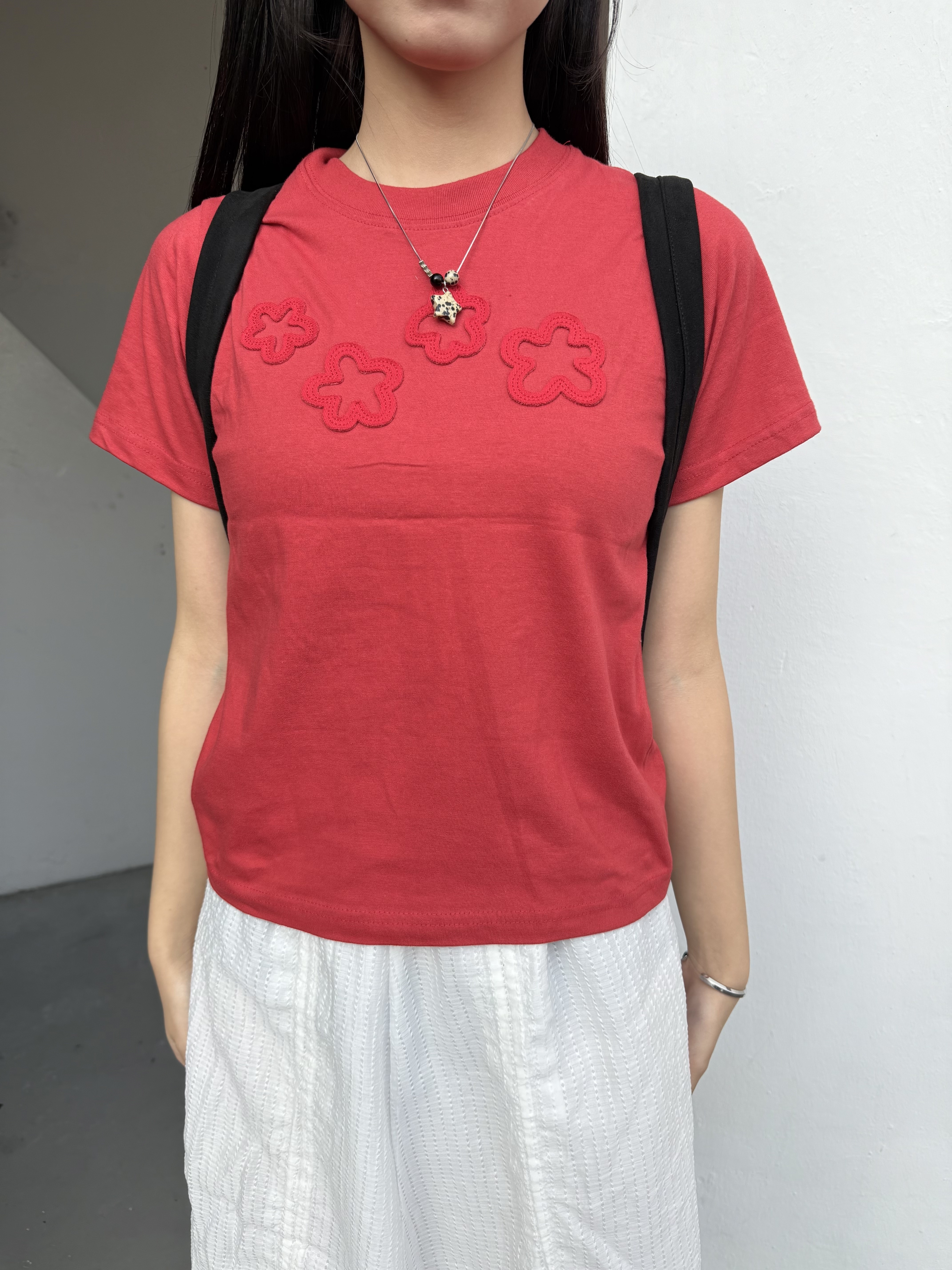 立體小花crop tee