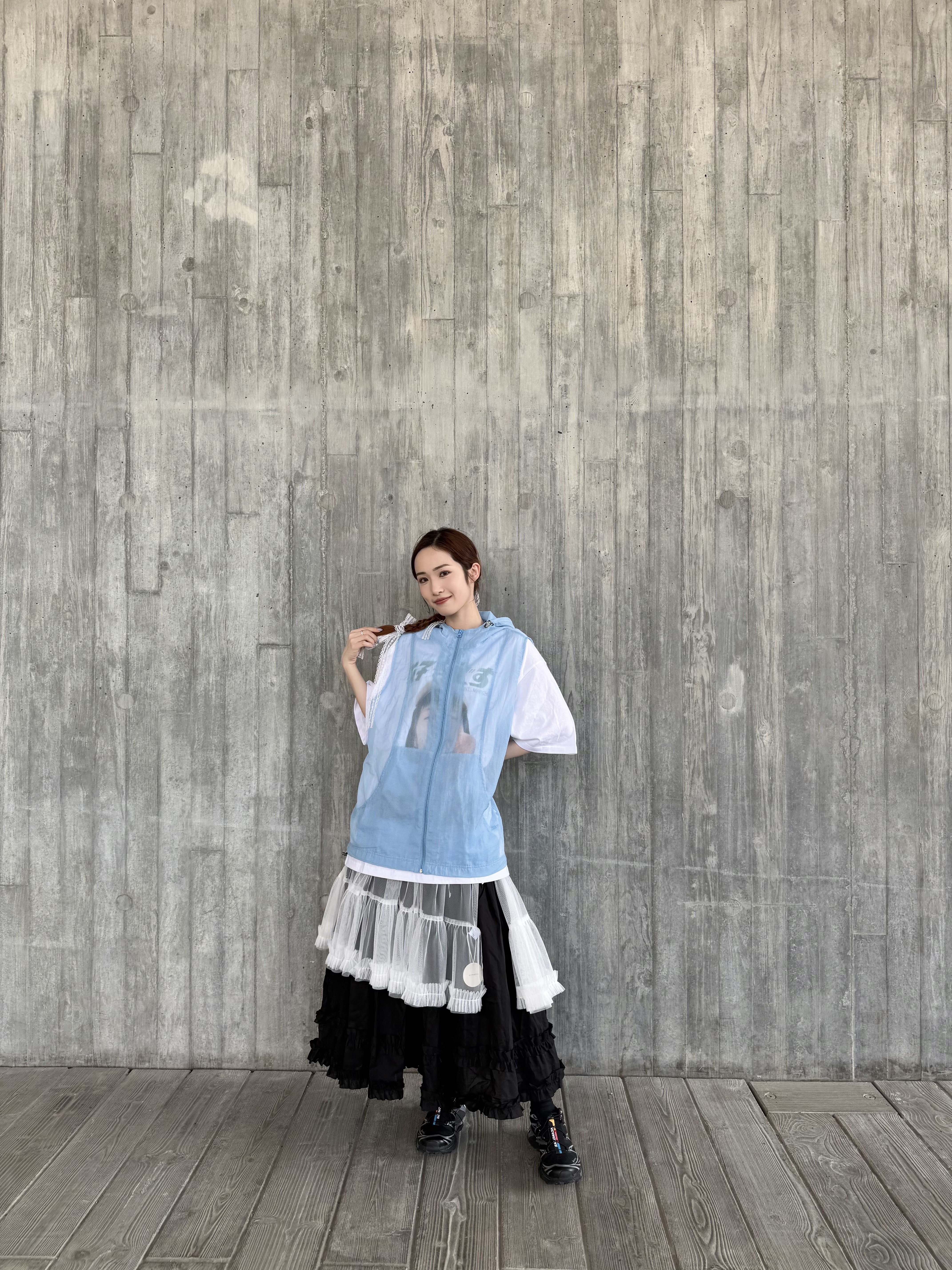 [4色入] Ruffle skirt( 純白/純黑 )