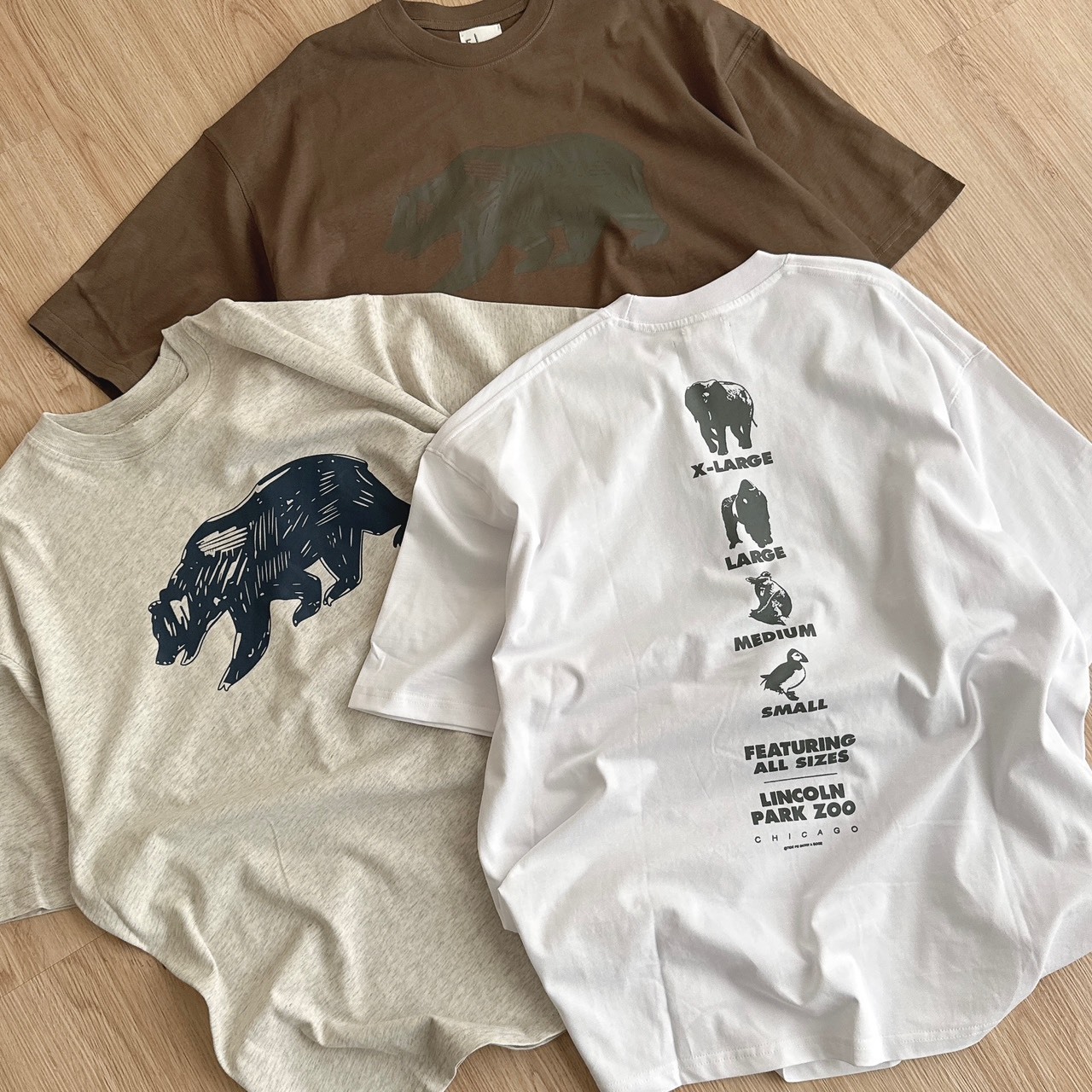 （現貨）240G 重磅 美式 手繪雕刻 熊 動物園 短T