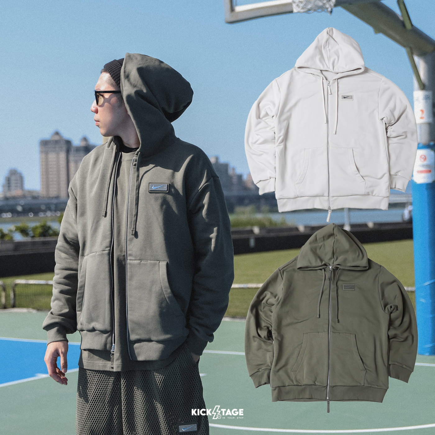 男款 NIKE DEVIN BOOKER THERMA-FIT FULL-ZIP HOODIE 軍綠 杏 拉鍊口袋 連帽外套【HJ3898】