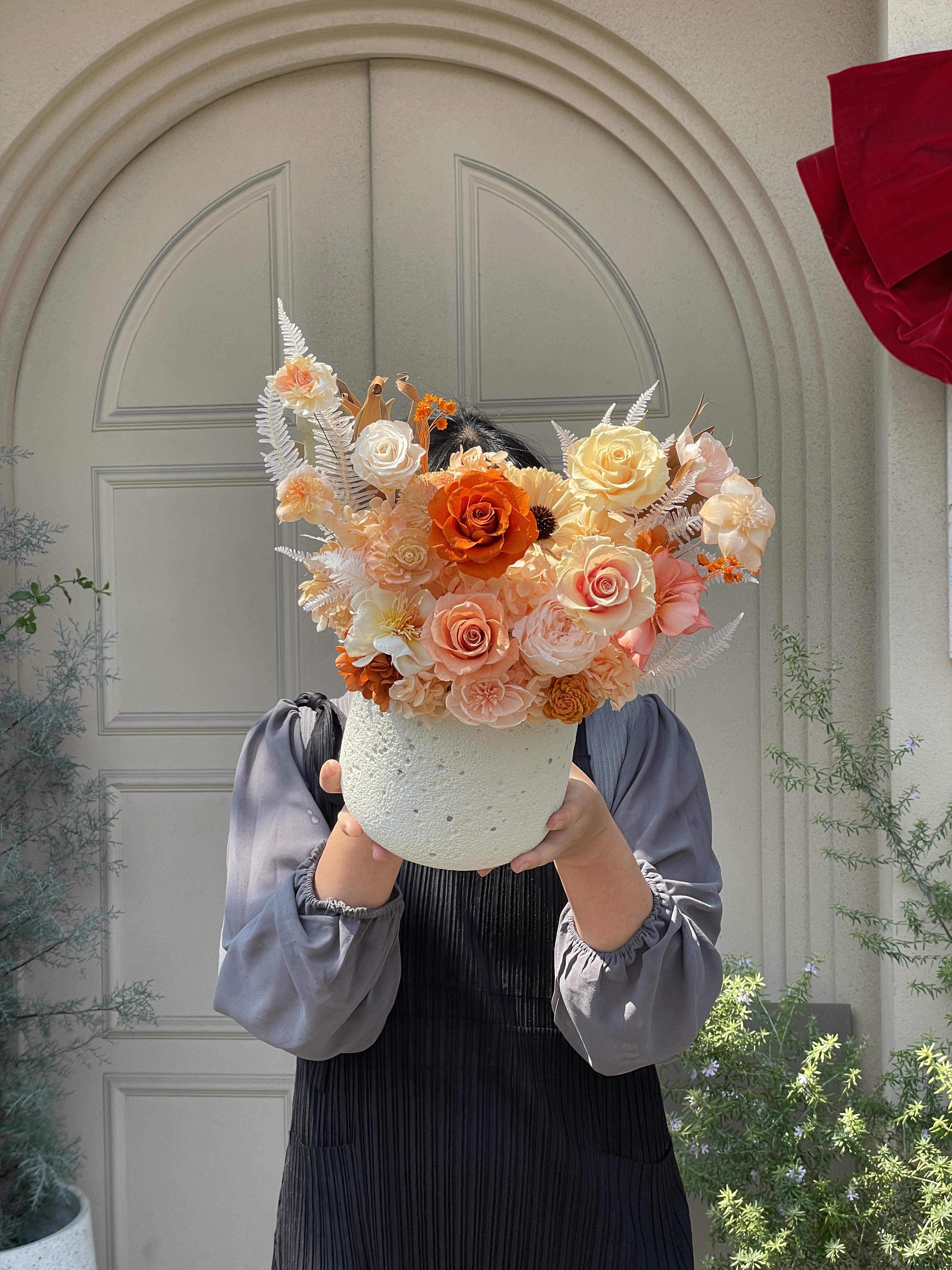 奢華燦爛暖陽羅馬洞石 永生盆花