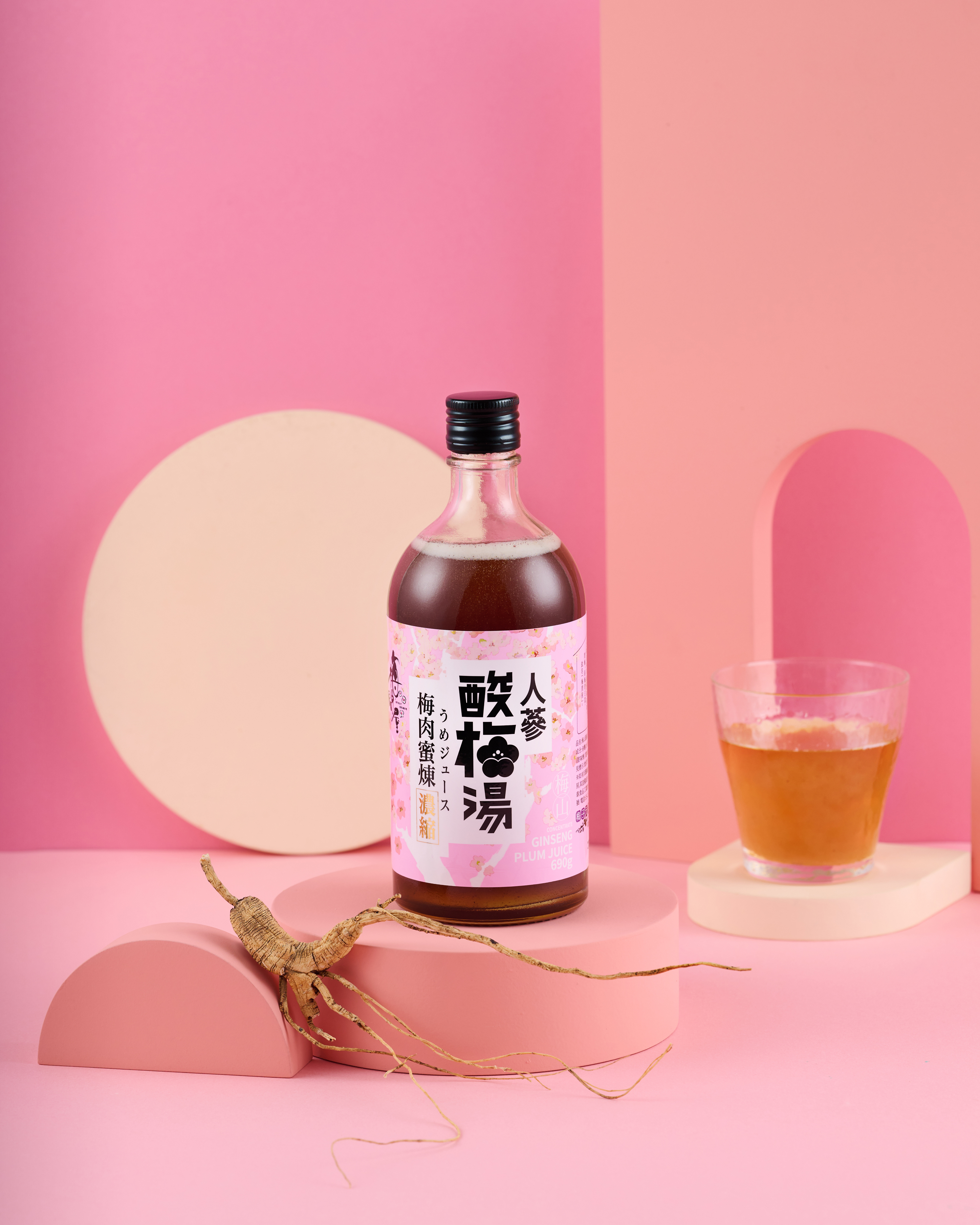 梅山濃縮人蔘酸梅湯-玻璃罐裝690g