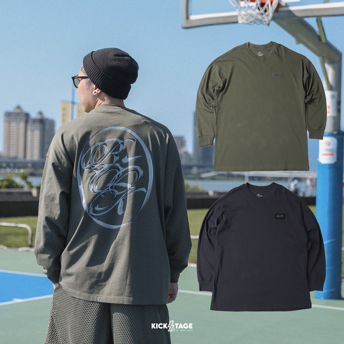 男款 NIKE DEVIN BOOKER KNITTED T-shirt 墨綠 黑 塗鴉 運動長袖 長T【HJ3345】