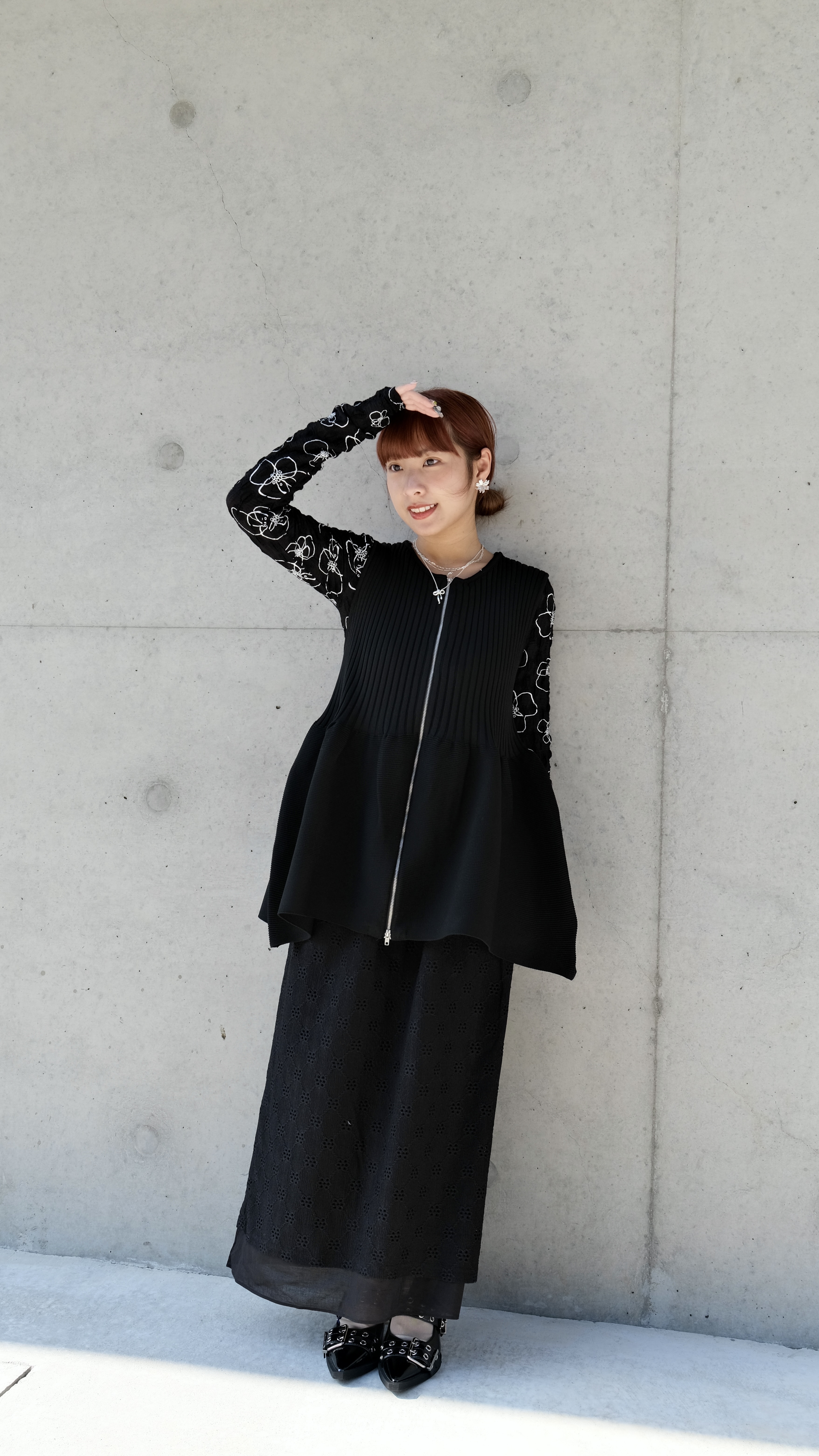 暗刺繡花花拼紗SK