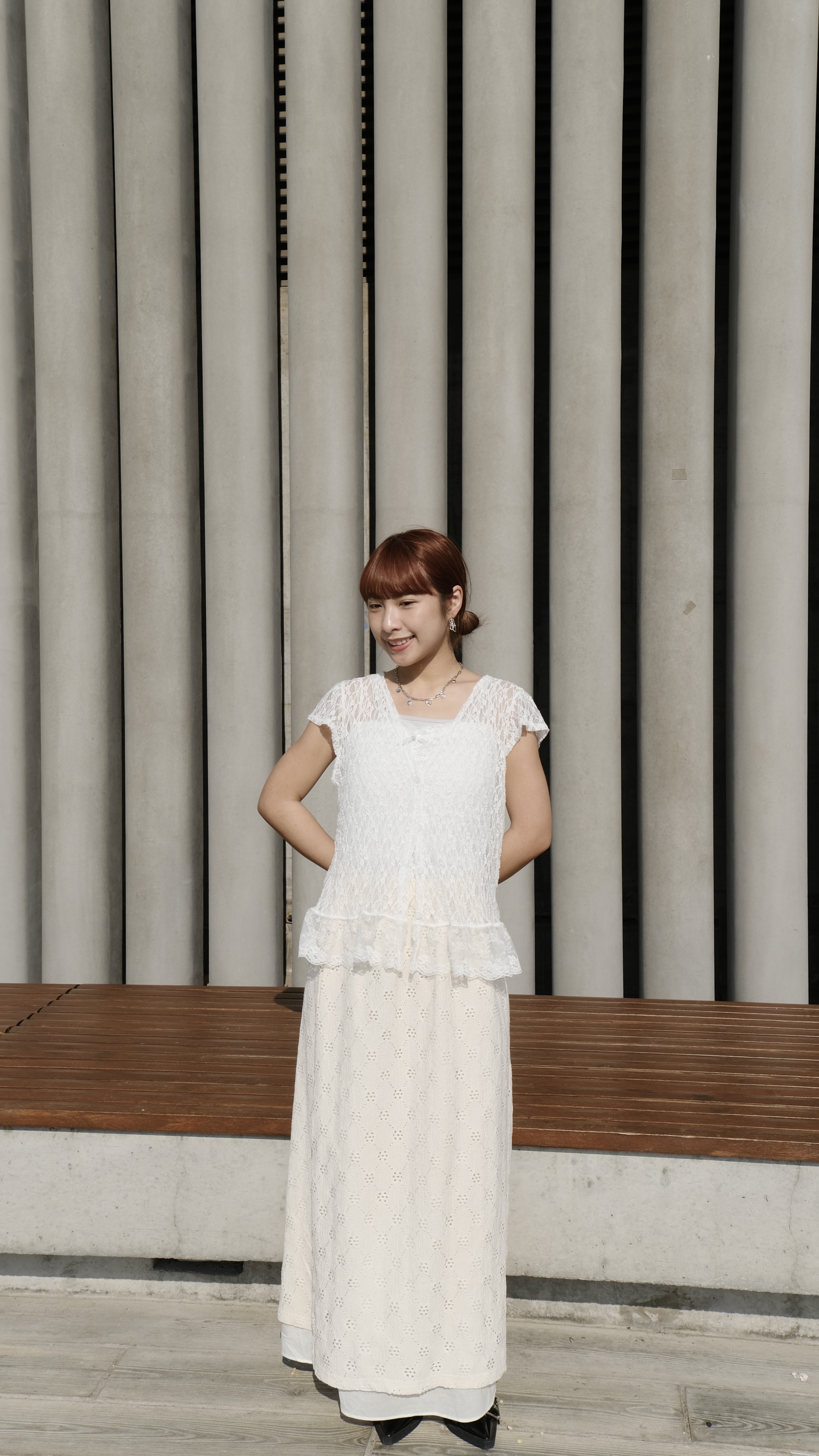 暗刺繡花花拼紗SK