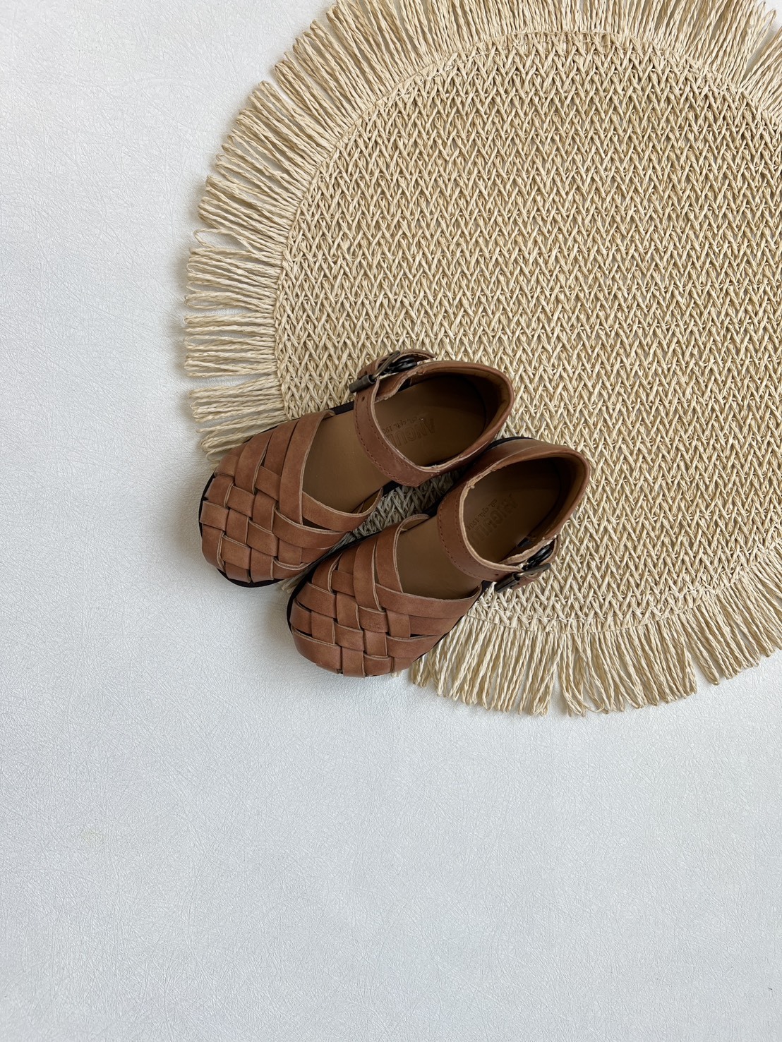 ANGULUS 度假交叉編織涼鞋 Braid sandal with buckle-tan