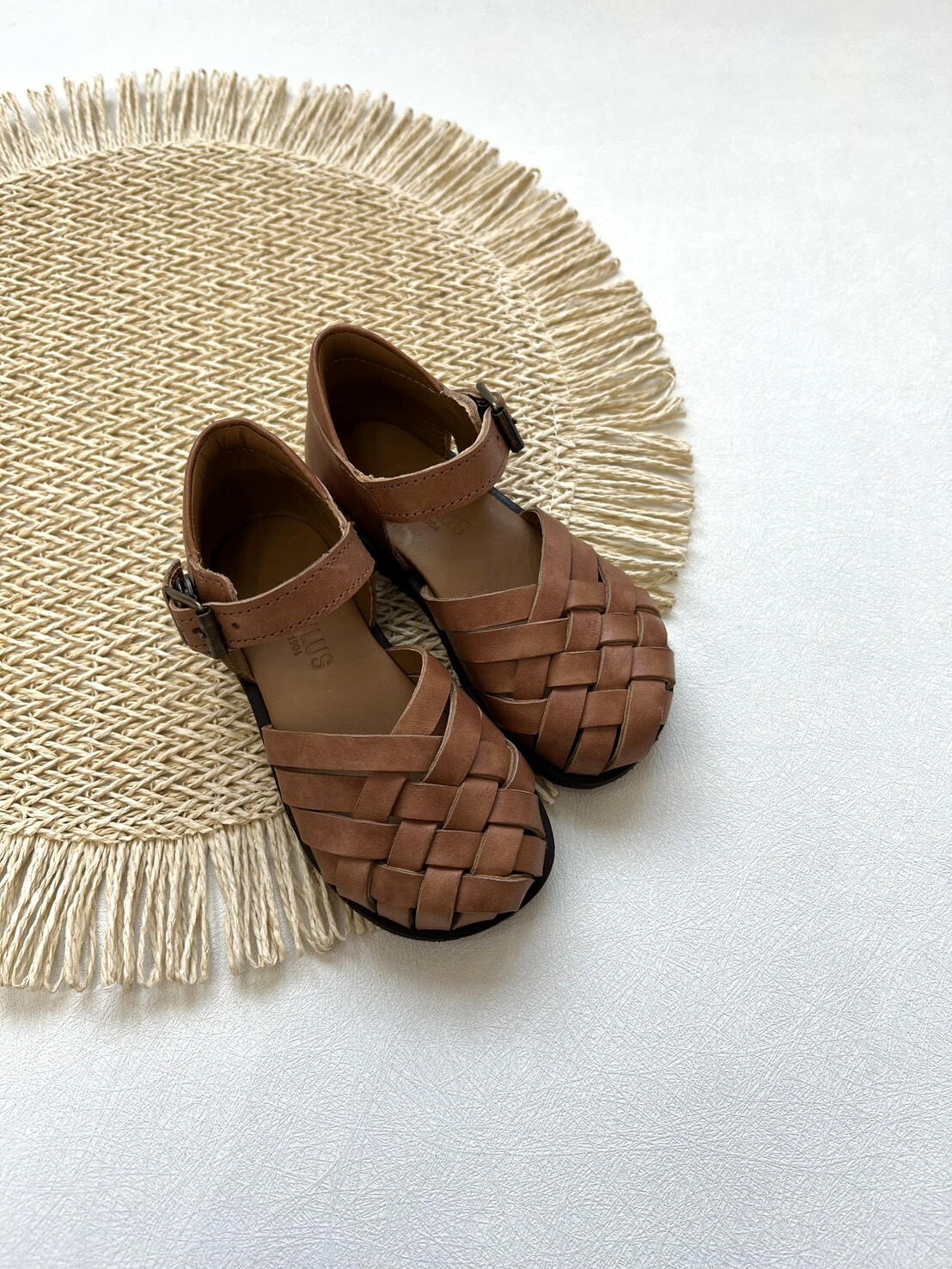 ANGULUS 度假交叉編織涼鞋 Braid sandal with buckle-tan