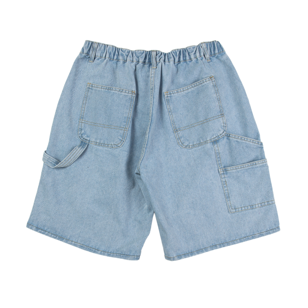 寬版 水洗牛仔 畫家短褲 淺藍 深藍 【 FUZY 】- P202497