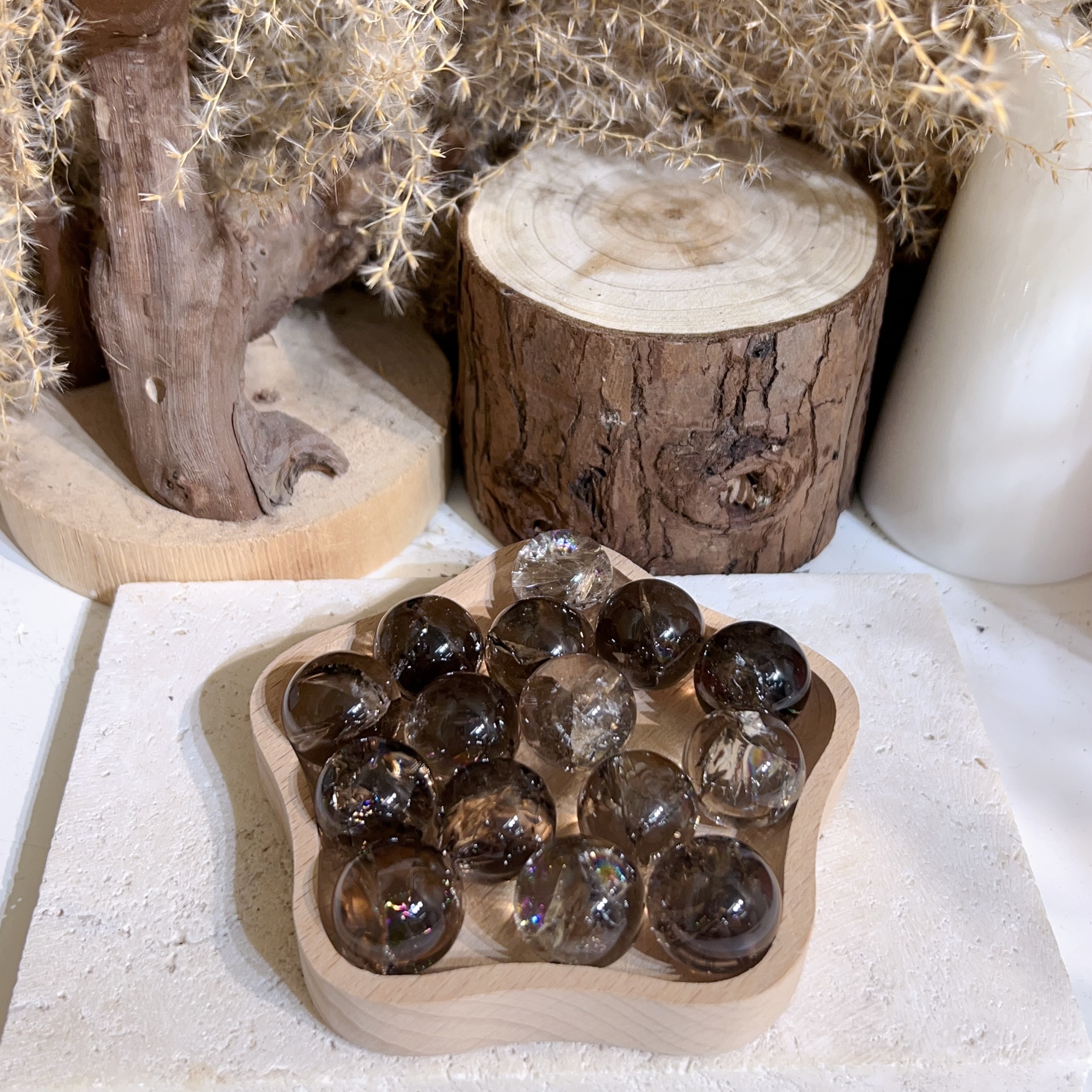 茶晶彩虹閃片單珠 (7粒裝)