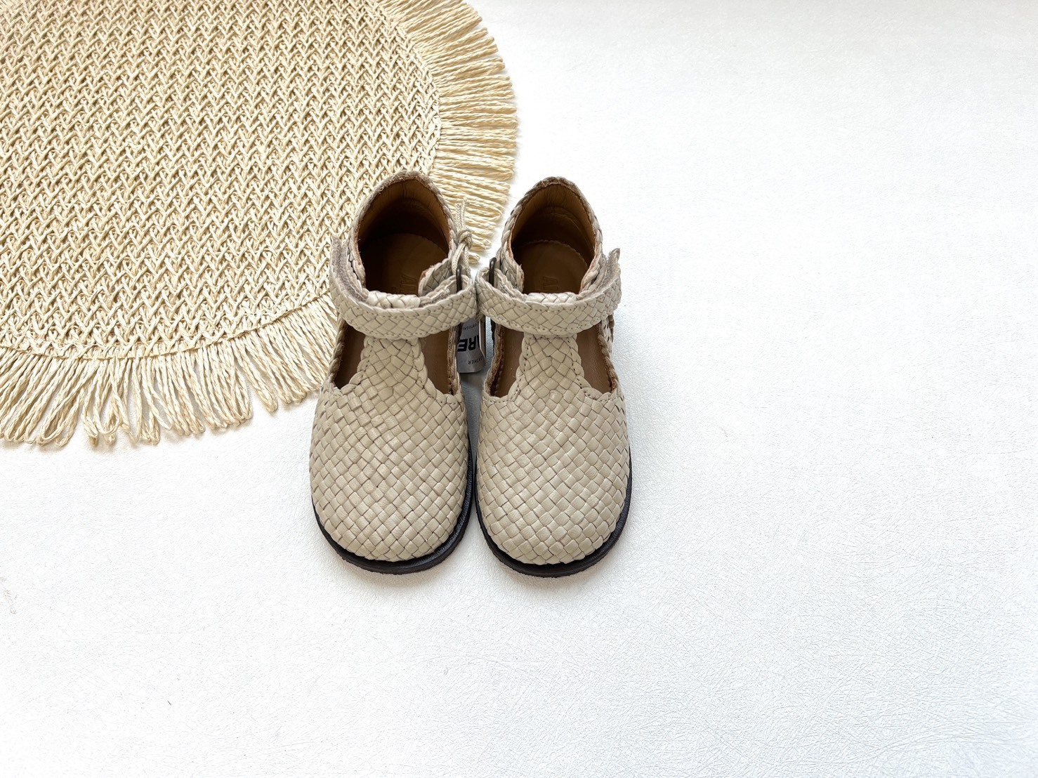 ANGULUS 手工編織瑪莉珍鞋 Hand-braided leather beginner's Mary Jane-Buttermilk