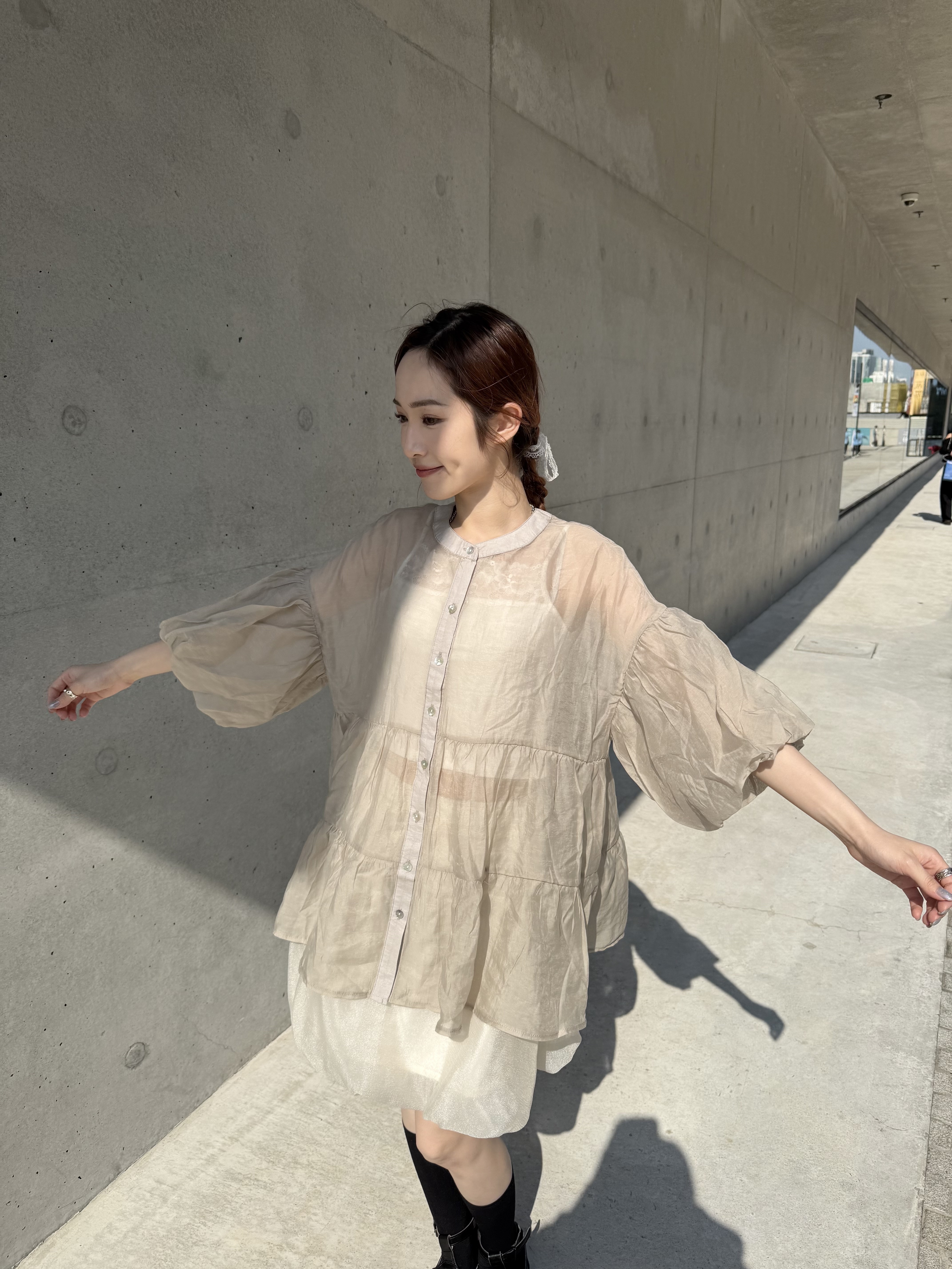 [4色入] Vol.121泡泡袖蛋糕top(grey)