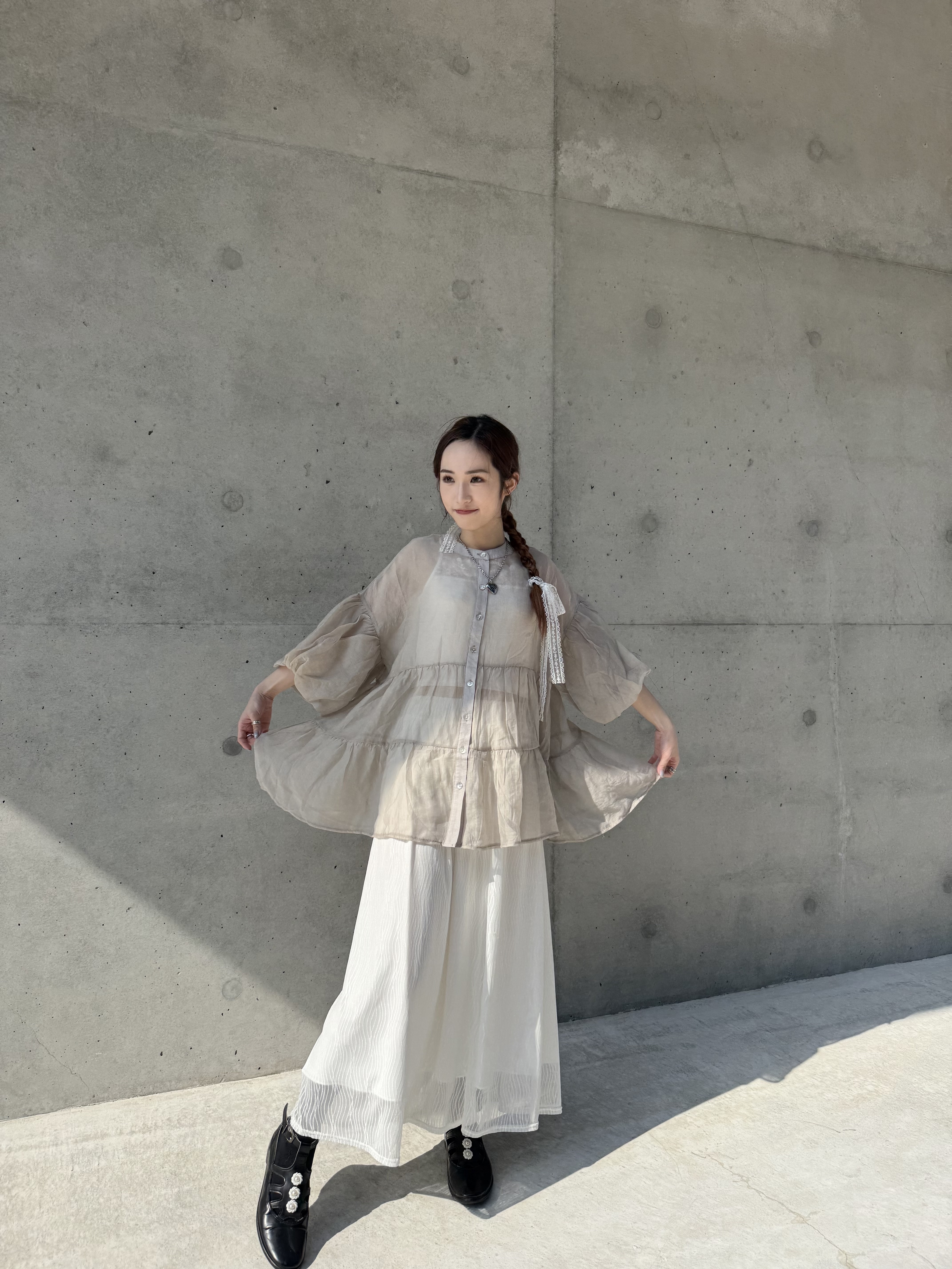 [4色入] Vol.121泡泡袖蛋糕top(grey)