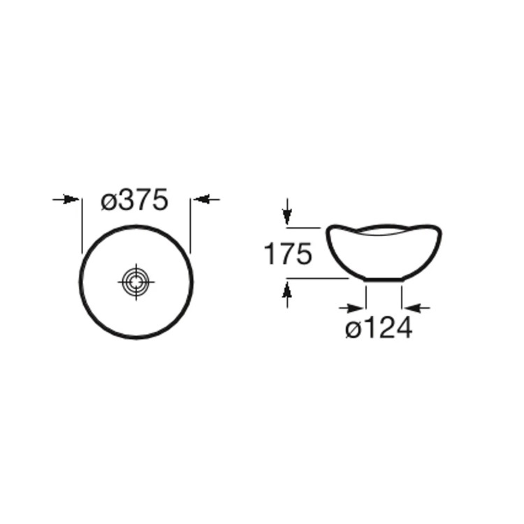 Roca "Ohtake" 327A15000 Over countertop FINECERAMIC® basin with non-closing waste set, without overflow