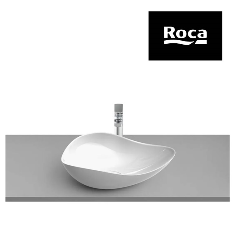 Roca "Ohtake" 327A13000 Over countertop FINECERAMIC® basin with non-closing waste set, without overflow