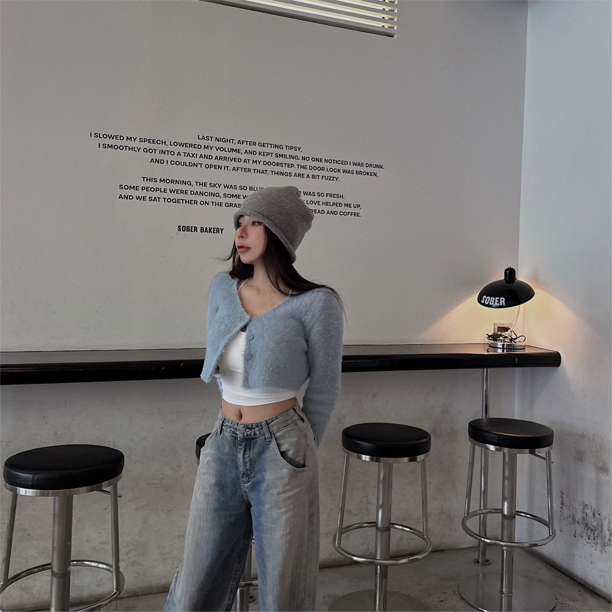 Mar【 3.25PM18:00】𝙘𝙝𝙪-𝙢𝙖𝙙𝙚 訂製款,氧氣日記,水貂毛排扣短版上衣/售完不補