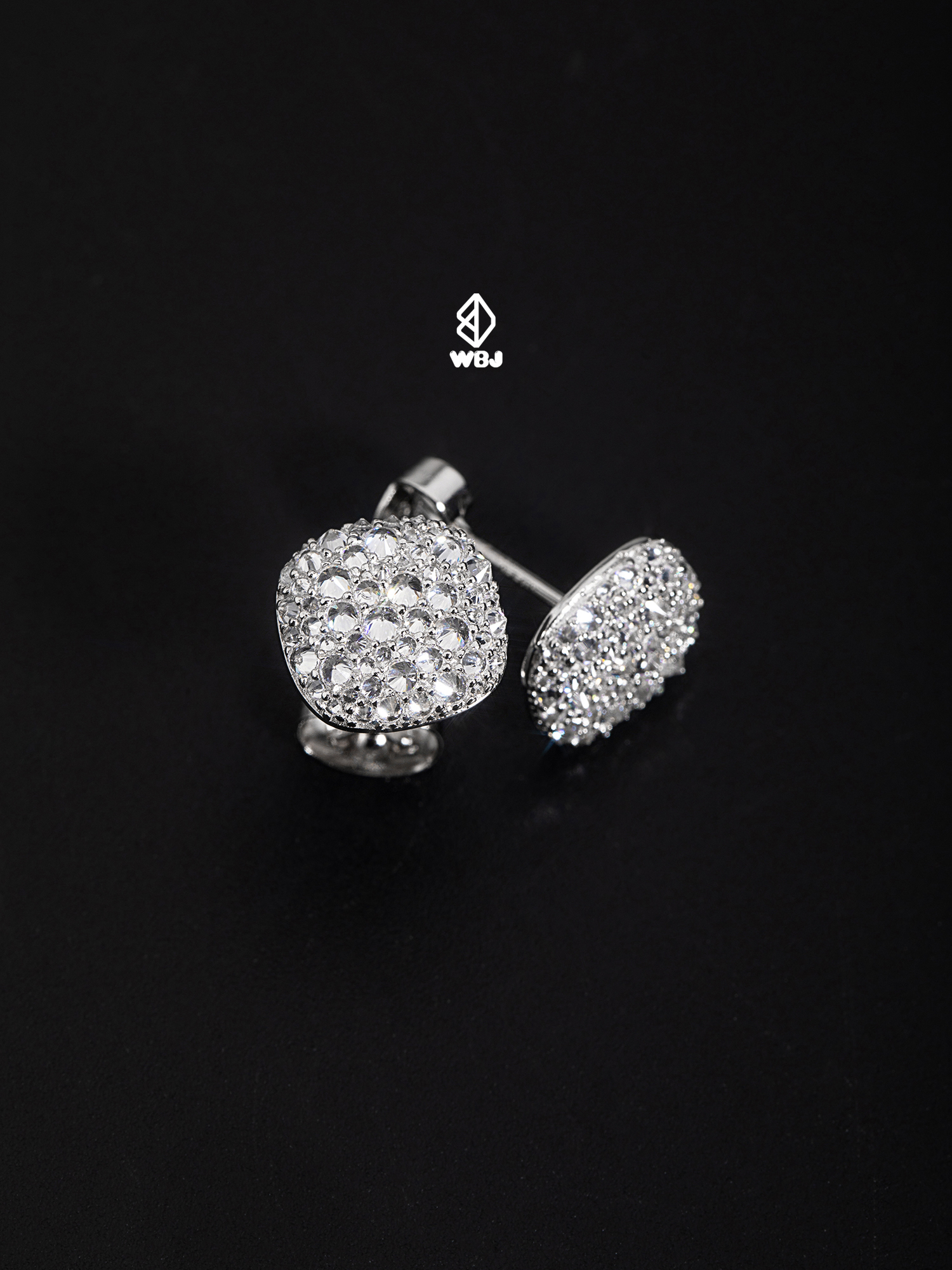 純銀反面鑲嵌耳釘耳環