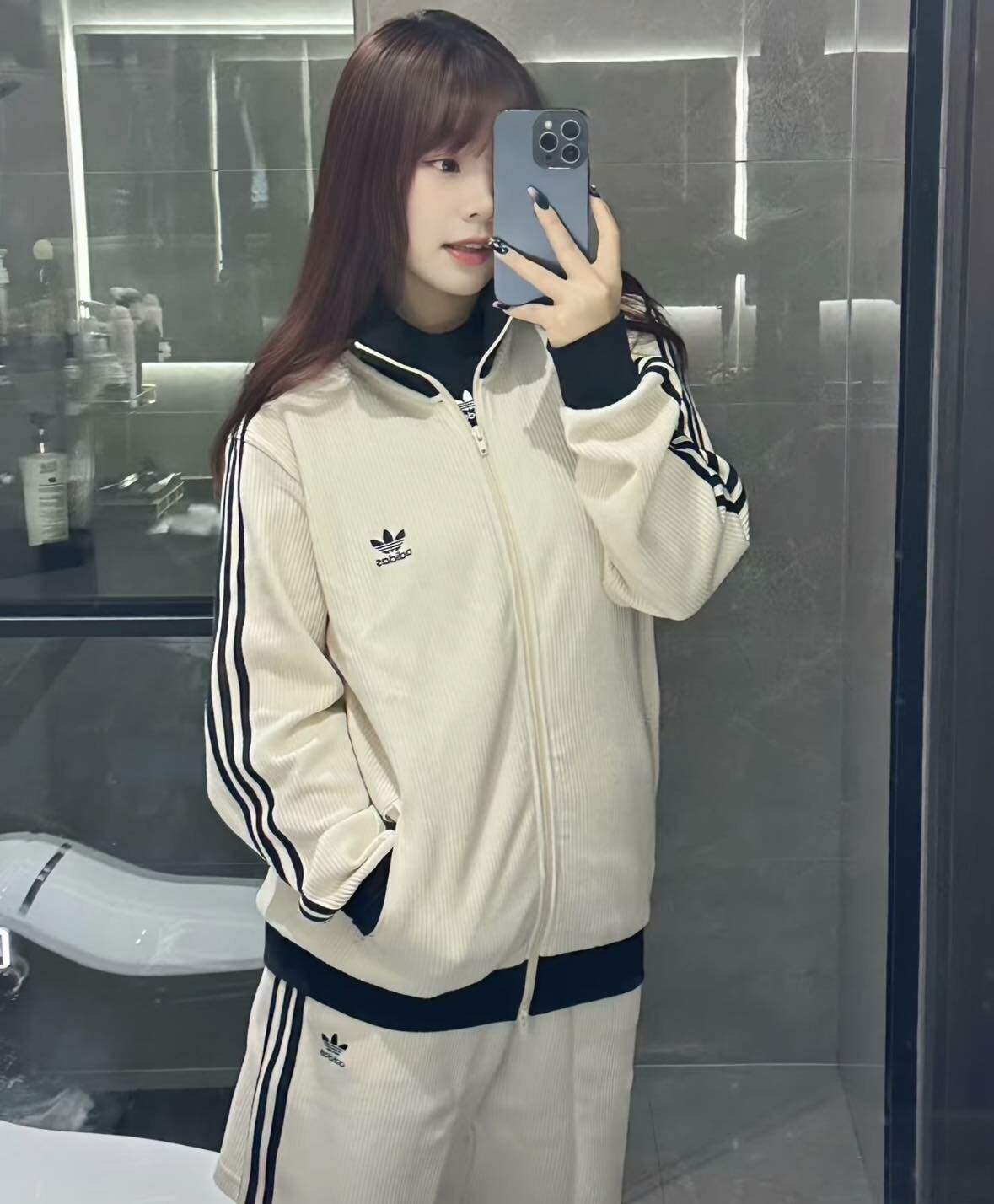 【現貨/預購 】ADIDAS WAFFLE BBTT 華夫格 米白色 立領運動外套 休閒 男女款 JW0109