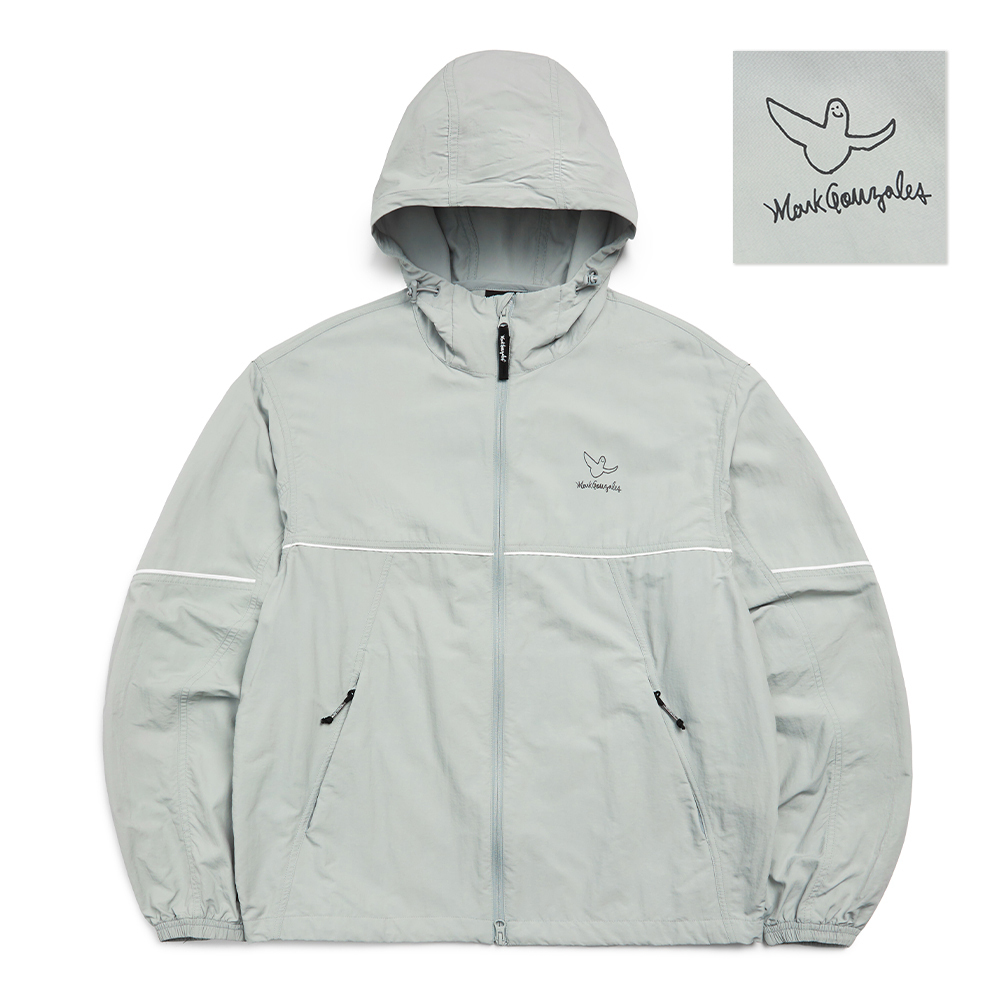 男女同款小天使輕量連帽防風外套- 灰色｜Mark Gonzales台灣官方網站