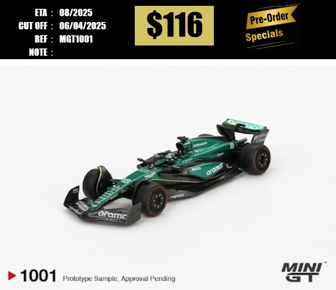 PO-$116 * MINI GT * 1:64 #1001 Aston Martin AMR24 #18 Lance Stroll 2024 F1 2024 Bahrain GP [OD24/03]