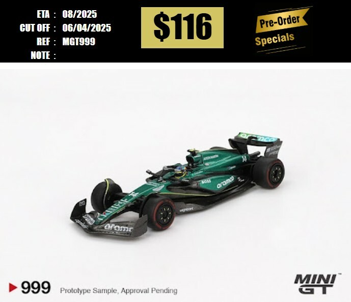 PO-$116 * MINI GT * 1:64 #999 Aston Martin AMR24 #14 Fernando Alonso 2024 F1 2024 Bahrain GP [OD24/03]
