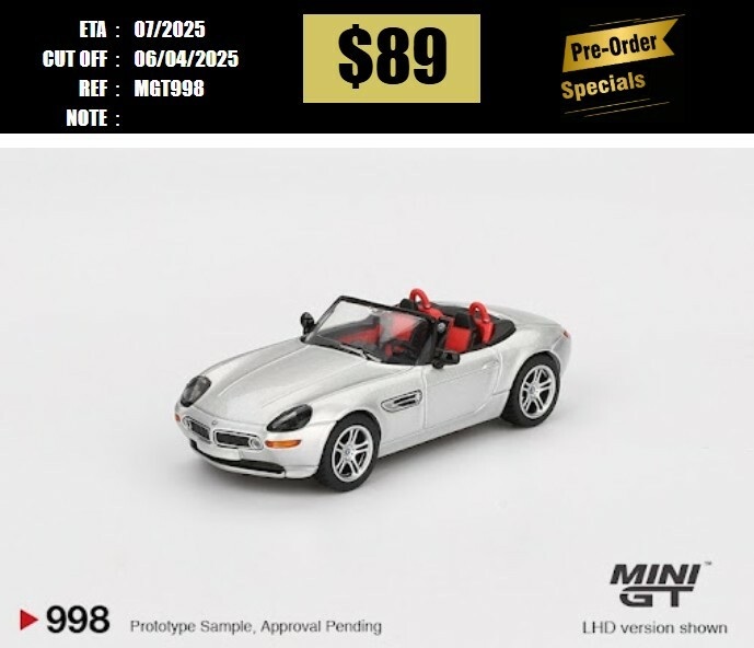PO-$89 * MINI GT * 1:64 #998 BMW Z8 Silver LHD [OD24/03]