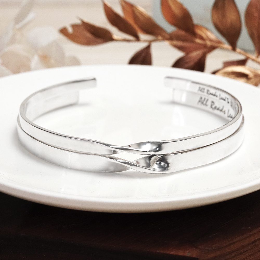 純銀刻字 迴旋扭結 情侶手環組 925純銀 情侶銀飾 情侶對飾 情人節禮物