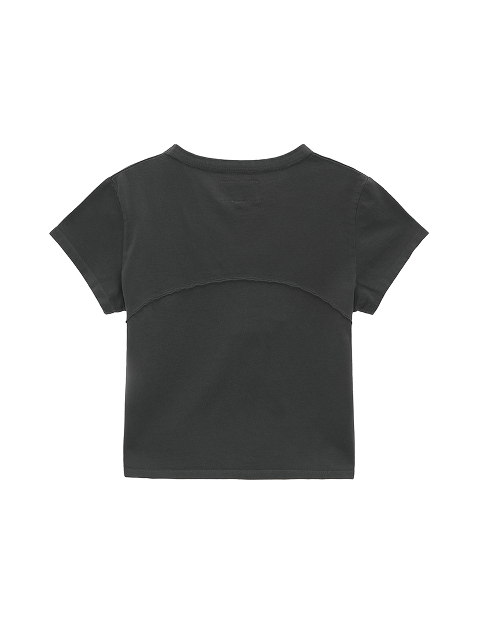 色染工藝剪裁細節短版LOGO上衣 炭灰