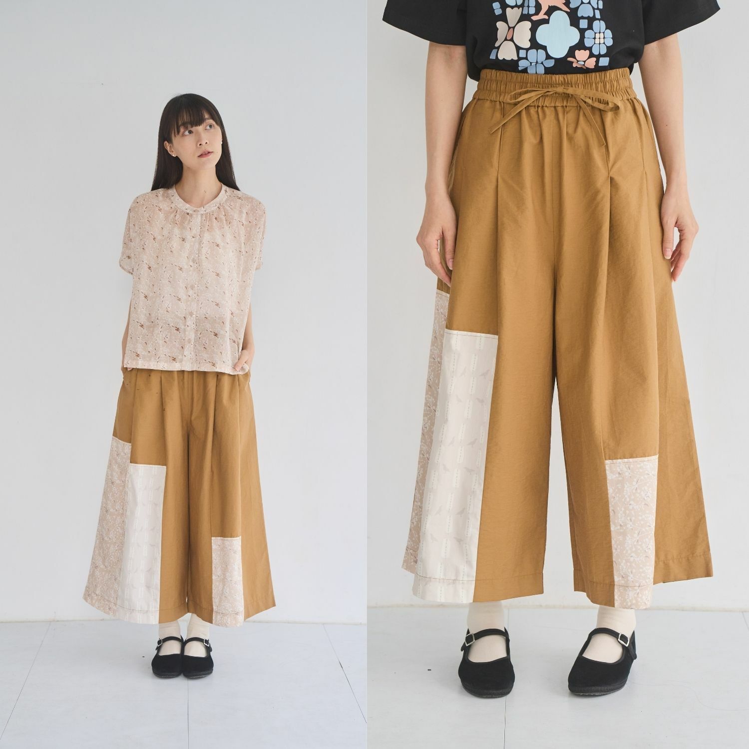 Patch Skirt Pants/Wusheh Cherry/Gentle Milk Tea