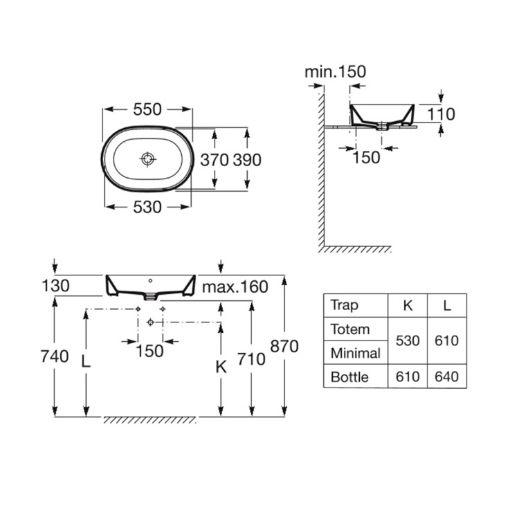 Roca "The Gap Round" 3270Y1000 Over countertop basin with overflow